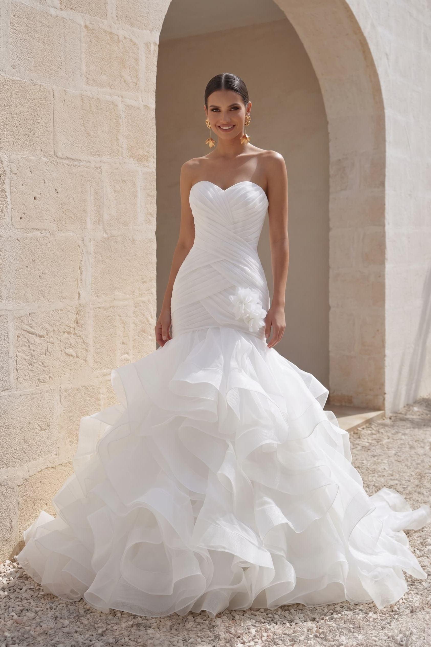 Trumpet-Mermaid Court Train Organza Wedding Dress LD3817