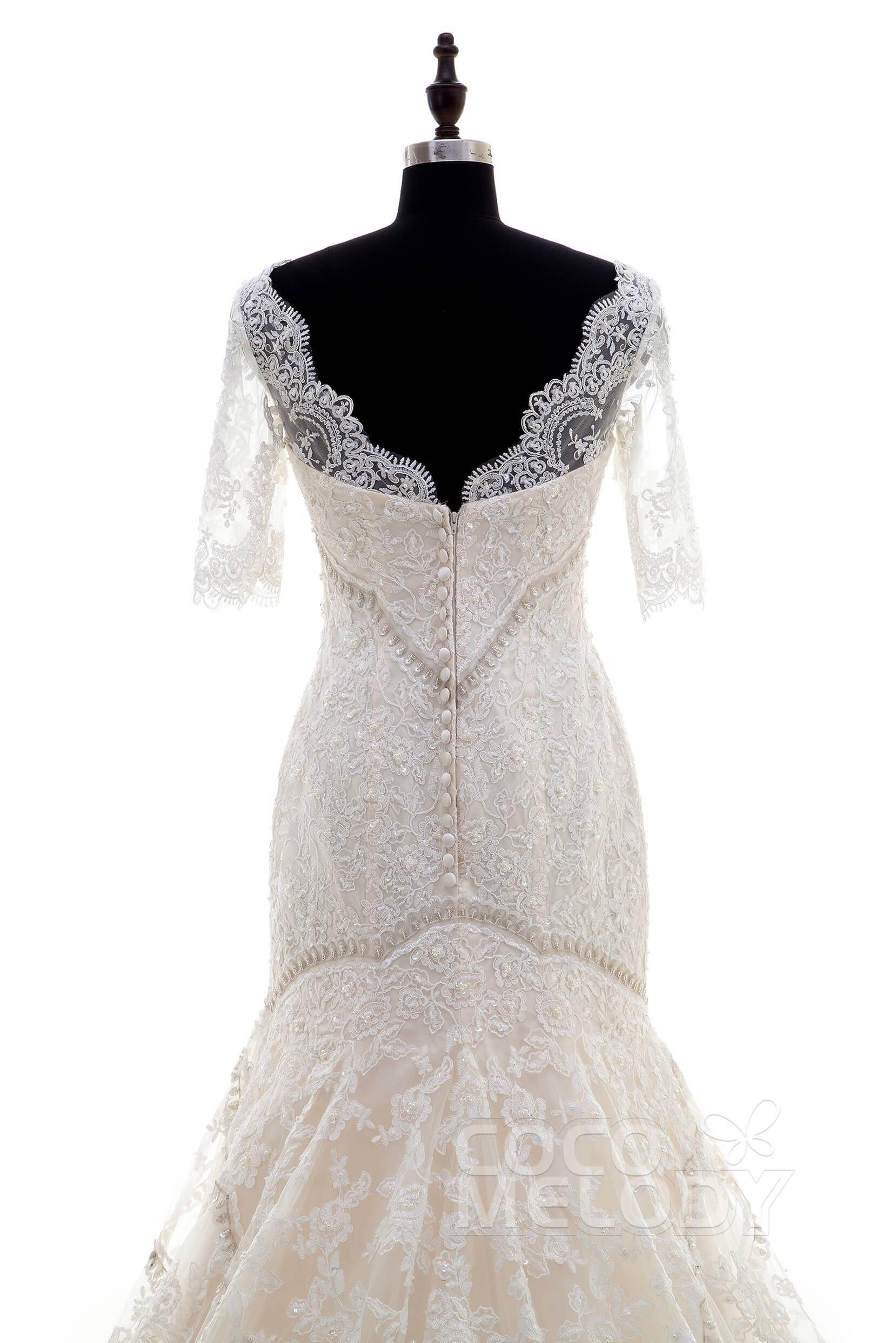Trumpet-Mermaid Chapel Train Tulle Lace Wedding Dress LD3859