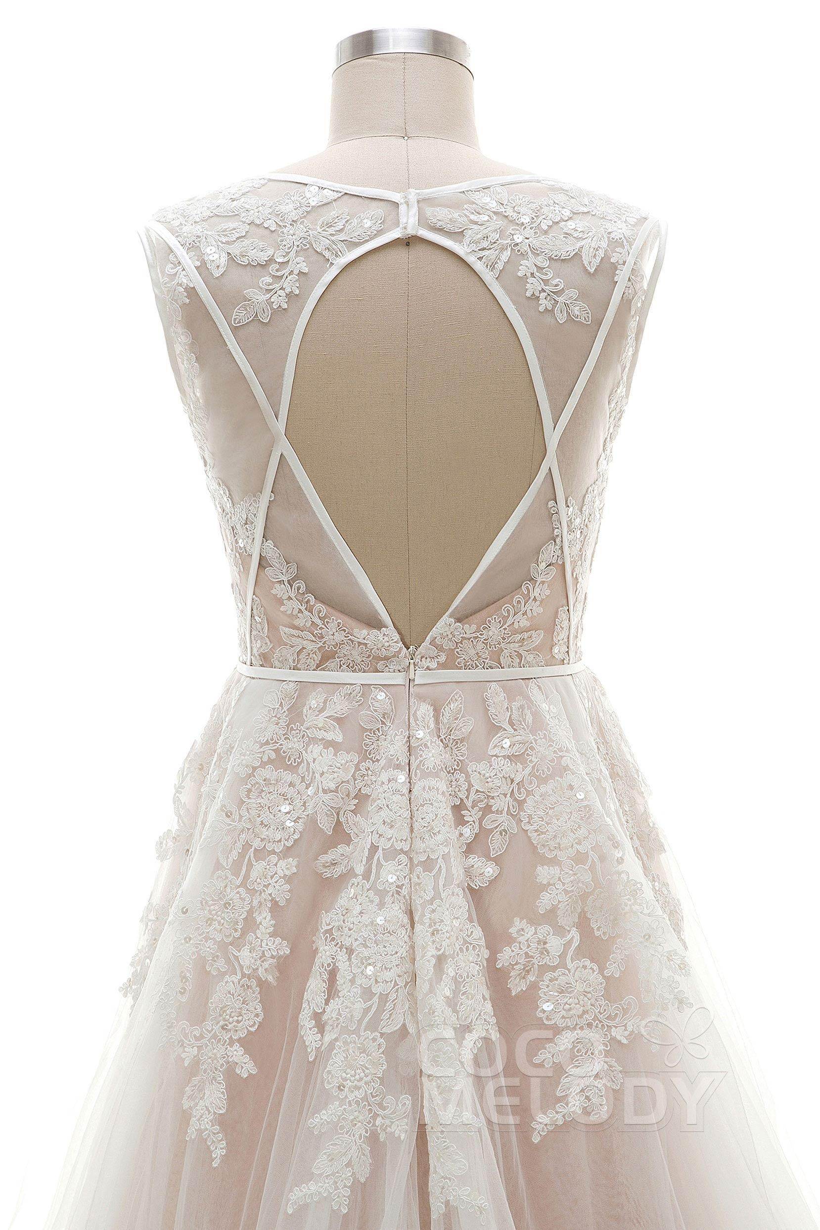 A-Line Court Train Tulle and Lace Wedding Dress LD3932