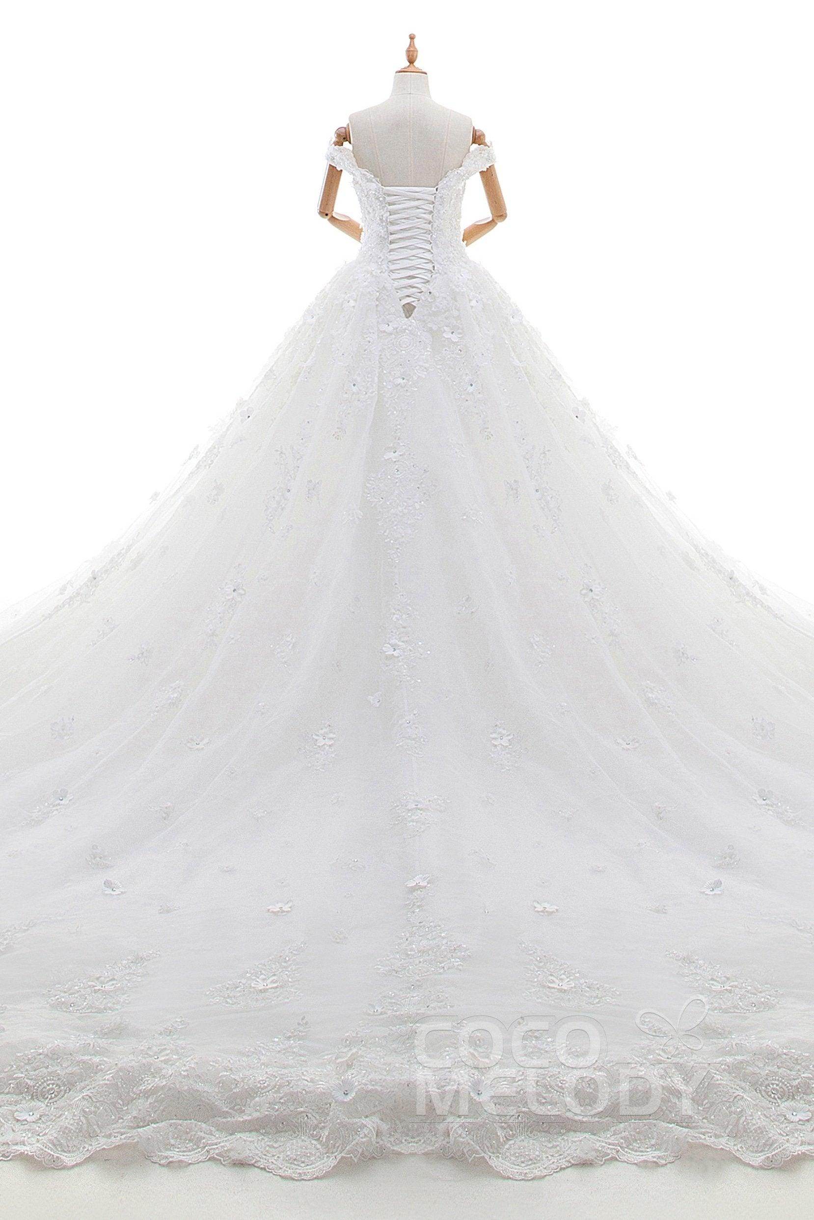 Princess Cathedral Train Tulle and Lace Wedding Dress LD4349