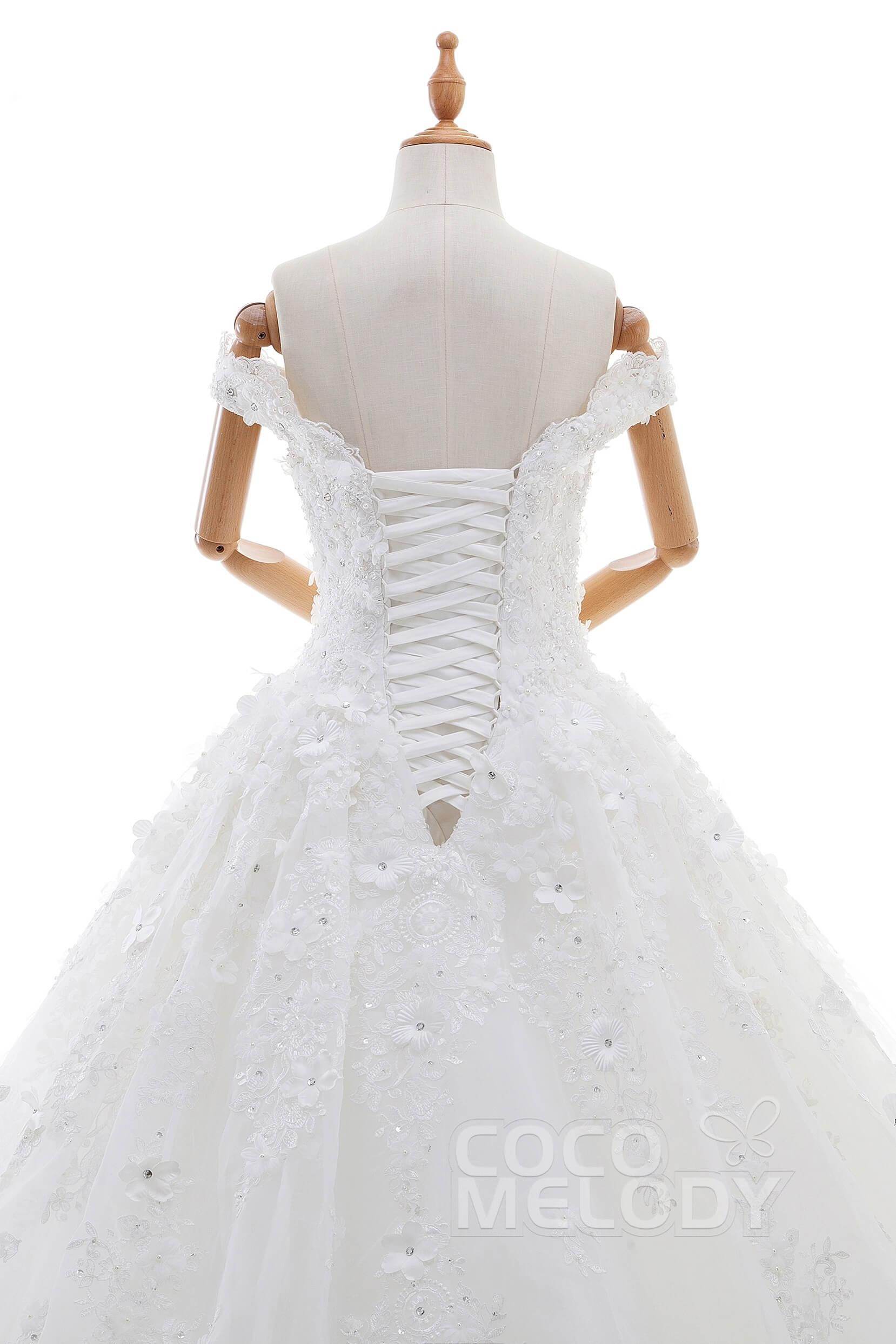 Princess Cathedral Train Tulle and Lace Wedding Dress LD4349