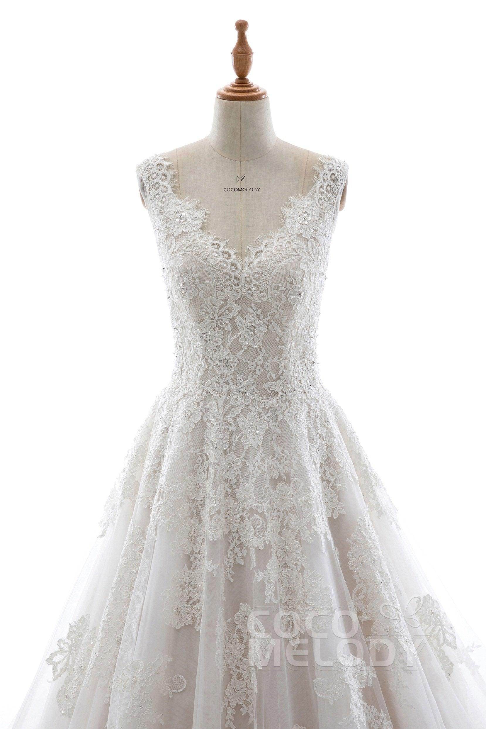A-Line Court Train Tulle and Organza Wedding Dress LD5698