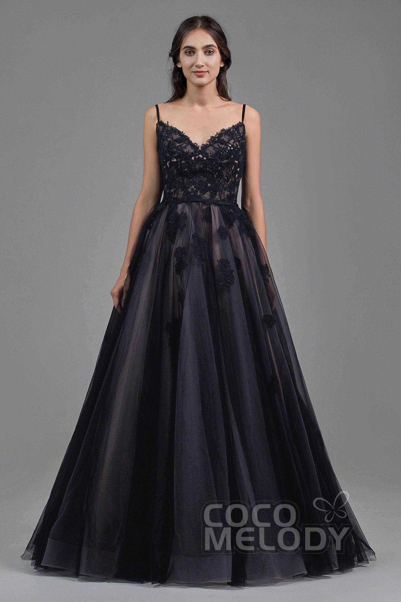 A-Line Sweep Train Tulle Lace Gothic Wedding Dress LD5821
