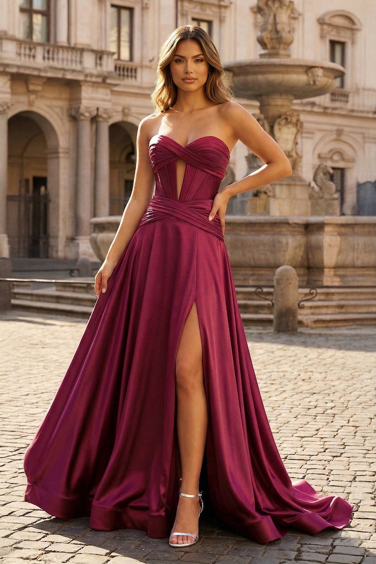 A Line Sweetheart Royal Blue Keyhole Long Prom Dress