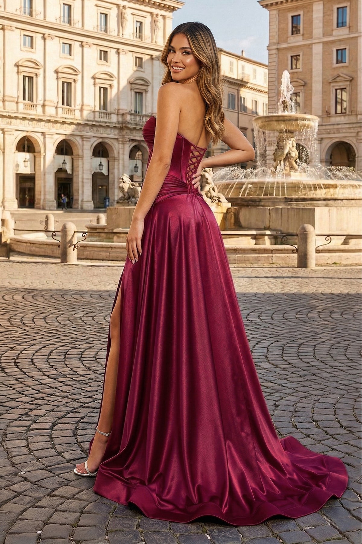 A Line Sweetheart Royal Blue Keyhole Long Prom Dress