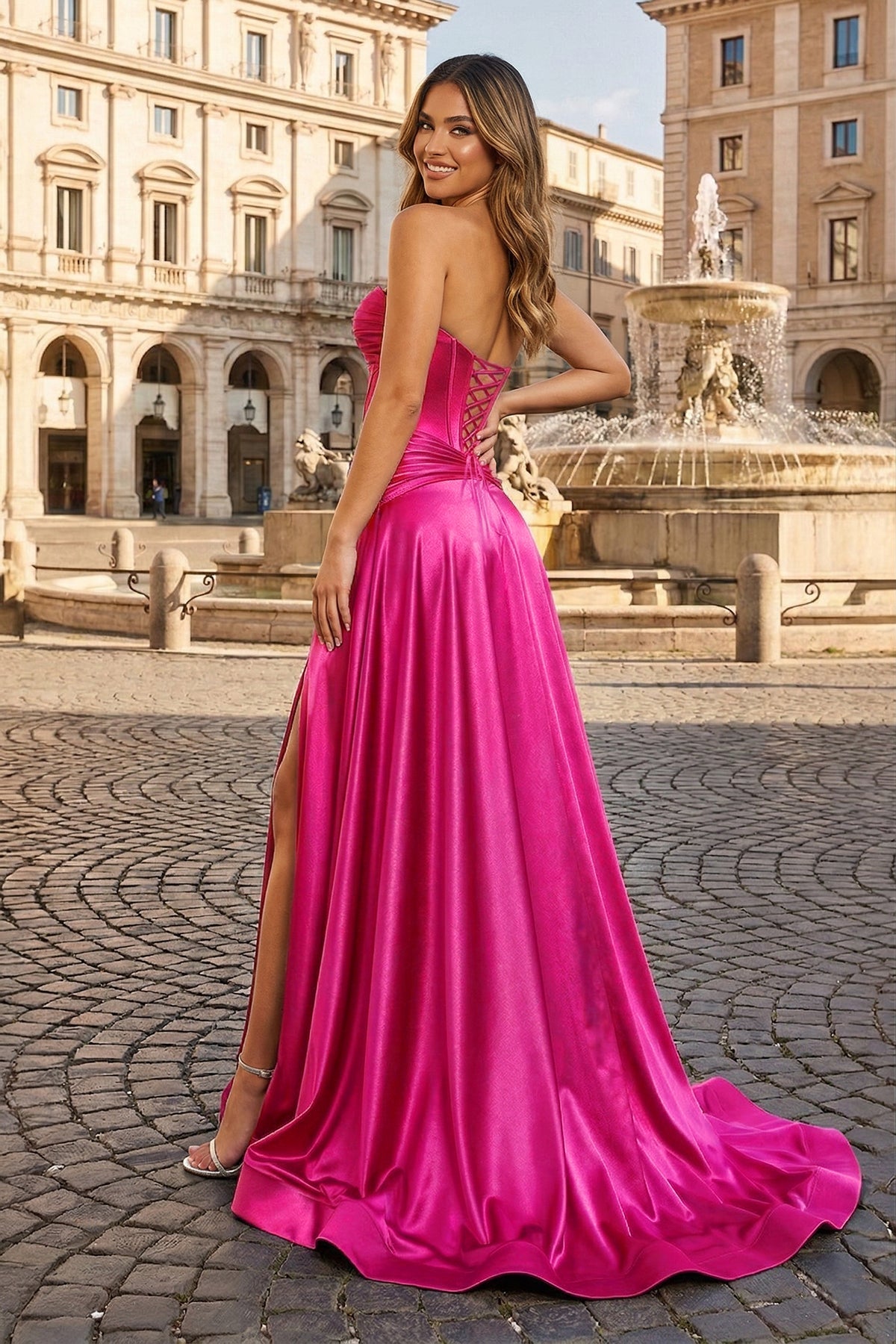 A Line Sweetheart Royal Blue Keyhole Long Prom Dress