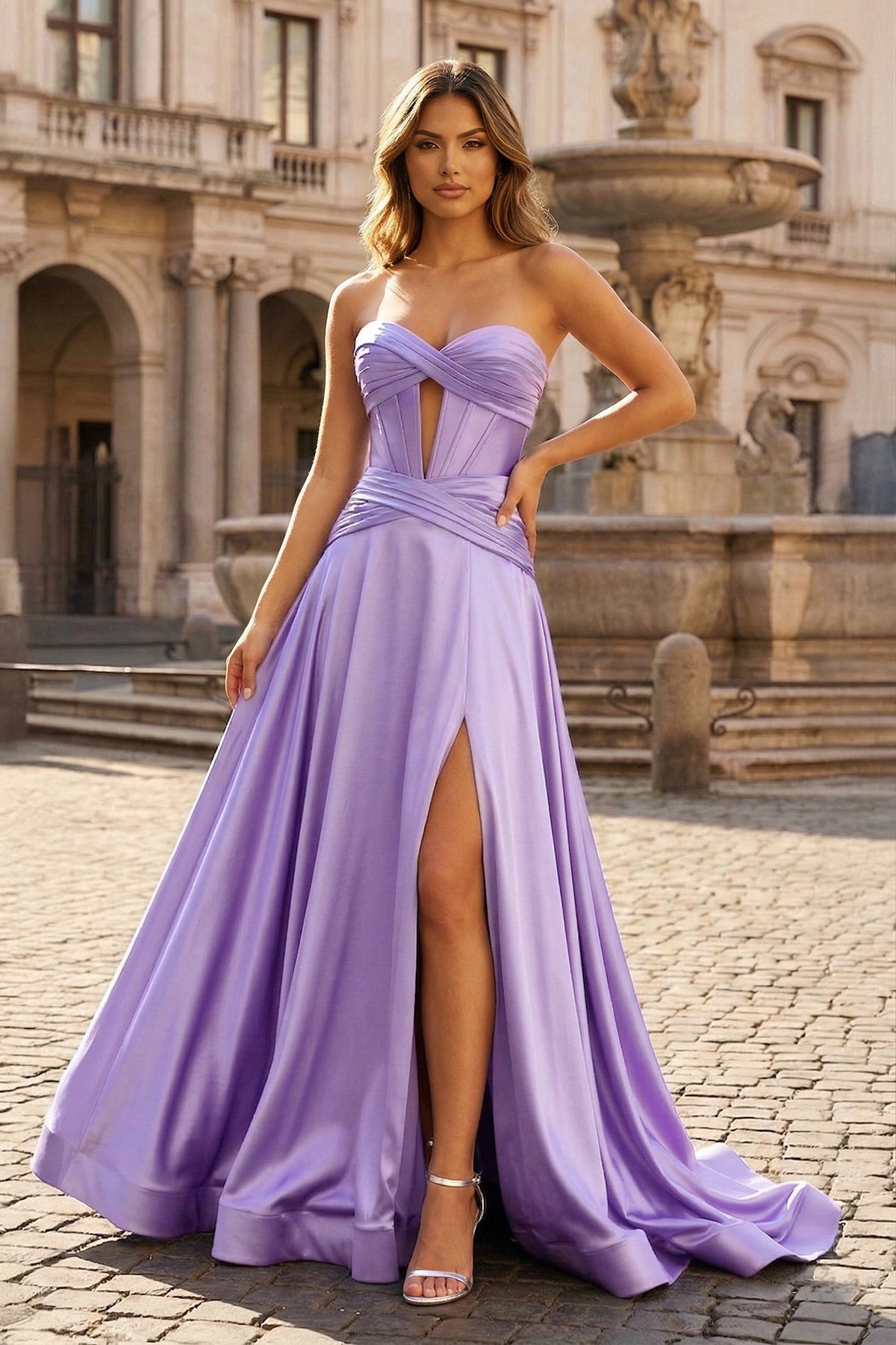 A Line Sweetheart Royal Blue Keyhole Long Prom Dress