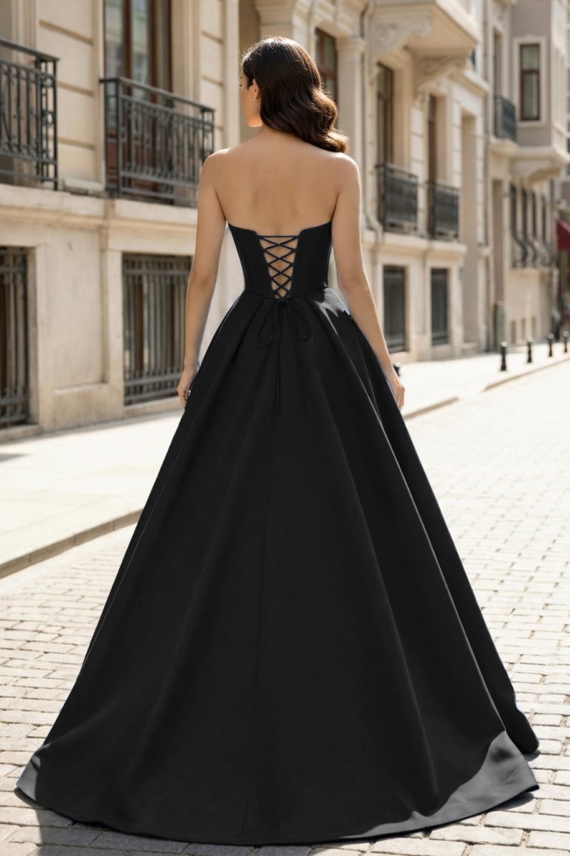 A-Line Beaded Sweetheart Royal Blue Satin Prom Dress