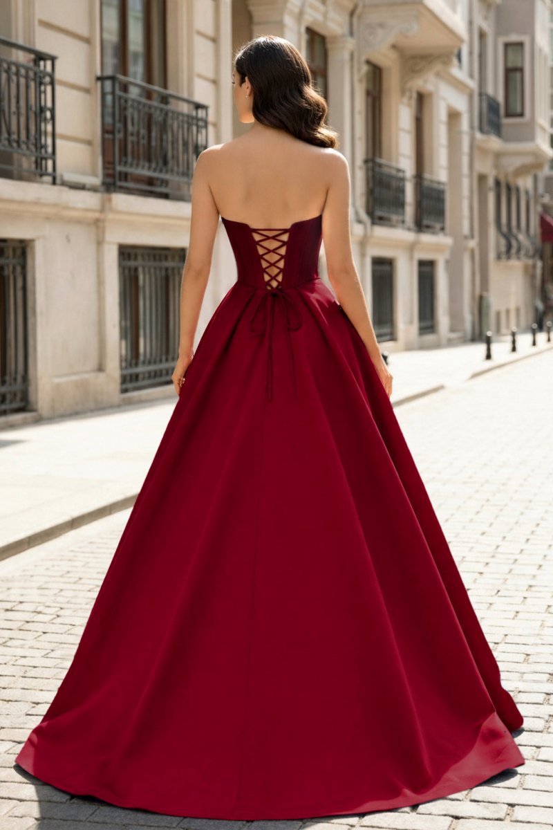 A-Line Beaded Sweetheart Royal Blue Satin Prom Dress