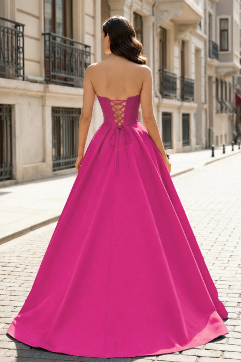 A-Line Beaded Sweetheart Royal Blue Satin Prom Dress