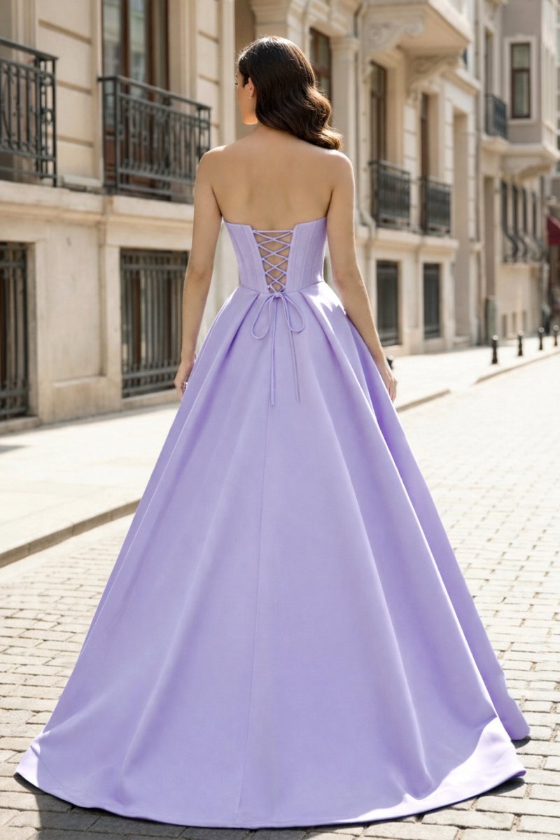 A-Line Beaded Sweetheart Royal Blue Satin Prom Dress