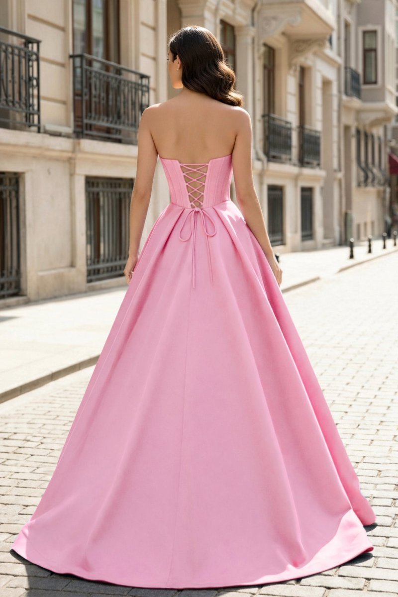 A-Line Beaded Sweetheart Royal Blue Satin Prom Dress