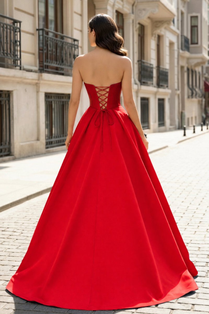 A-Line Beaded Sweetheart Royal Blue Satin Prom Dress