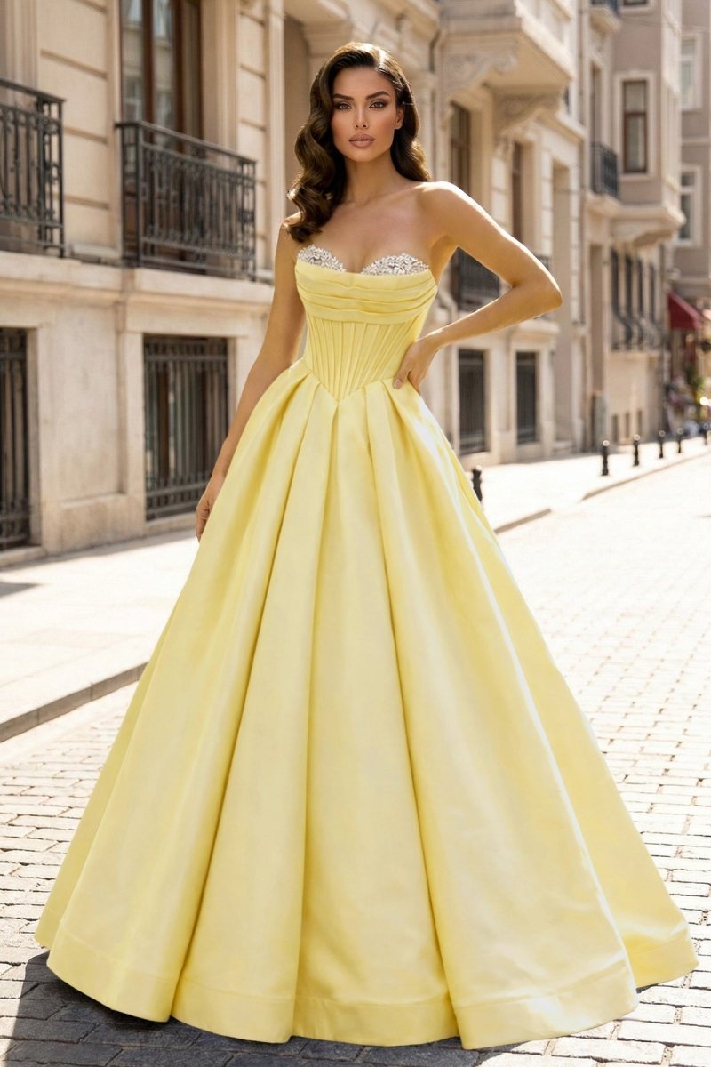 A-Line Beaded Sweetheart Royal Blue Satin Prom Dress