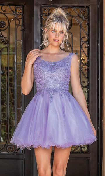 A-Line Short Prom Dress 3304 with Sheer Bodice