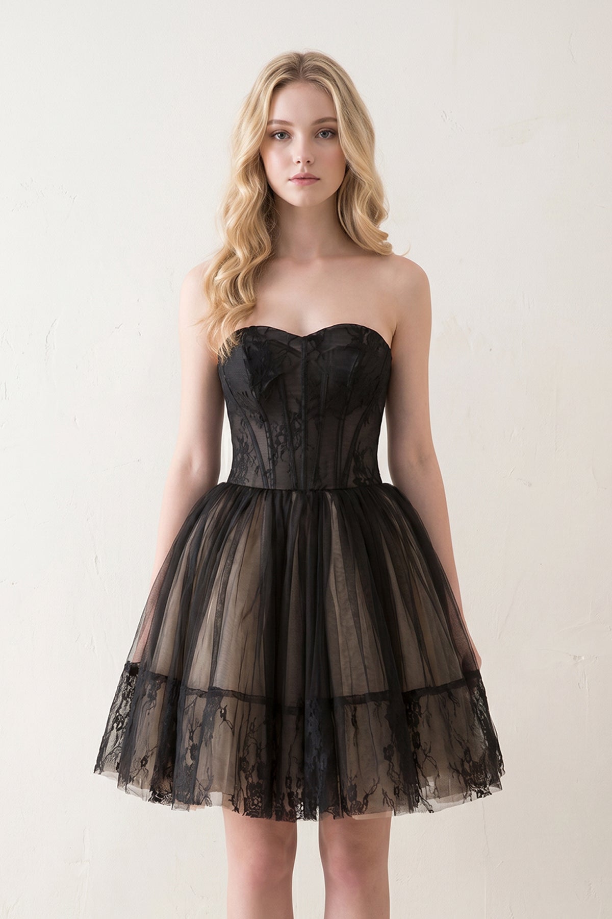 A line Strapless Tulle Homecoming Dress