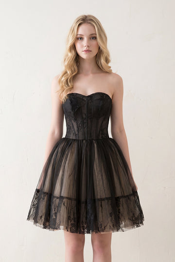 A line Strapless Tulle Homecoming Dress