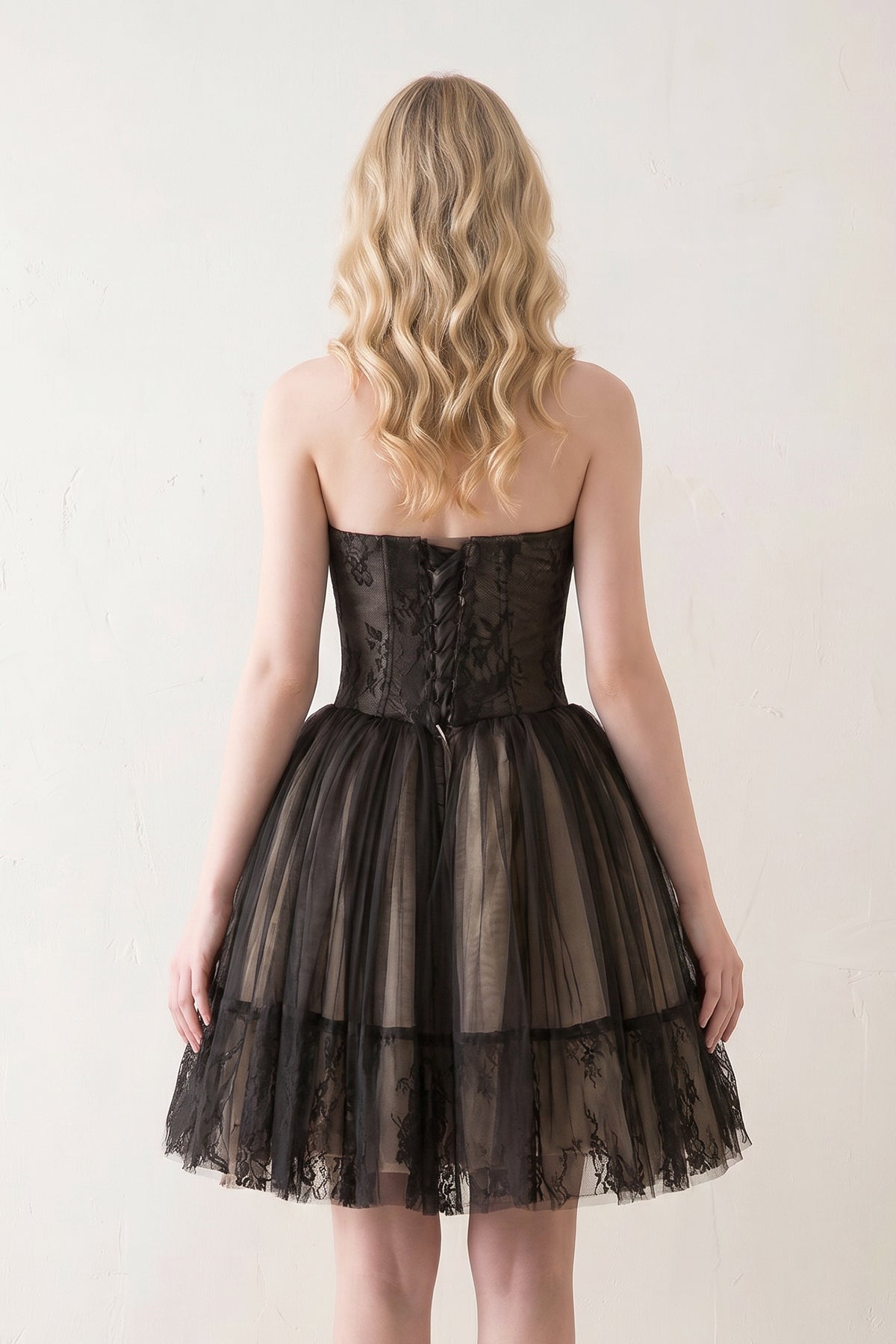 A line Strapless Tulle Homecoming Dress