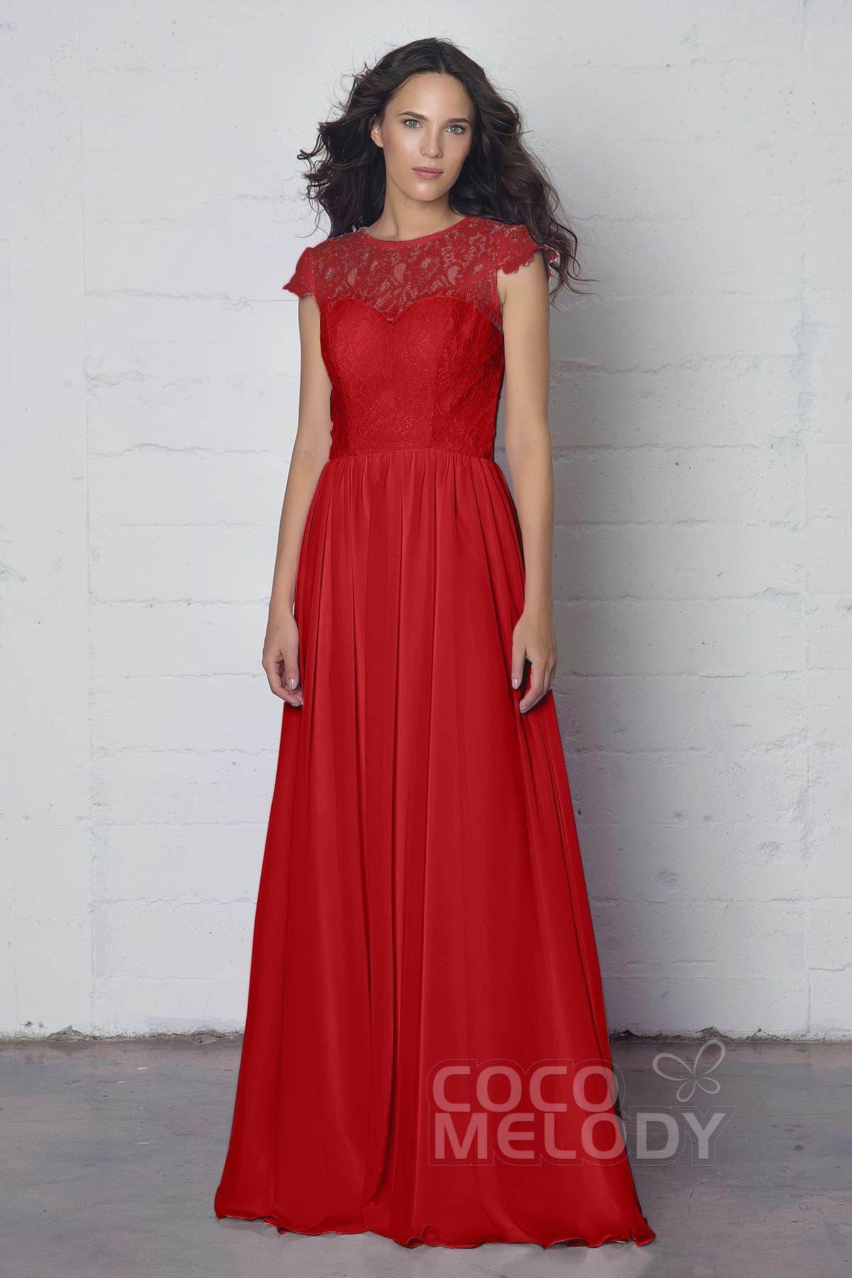 Sheath-Column Floor Length Lace and Chiffon Dress LOZF1503E