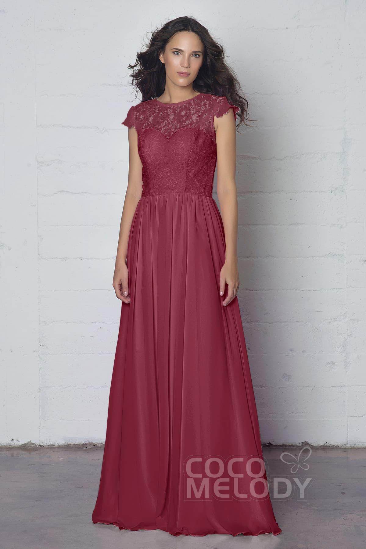 Sheath-Column Floor Length Lace and Chiffon Dress LOZF1503E