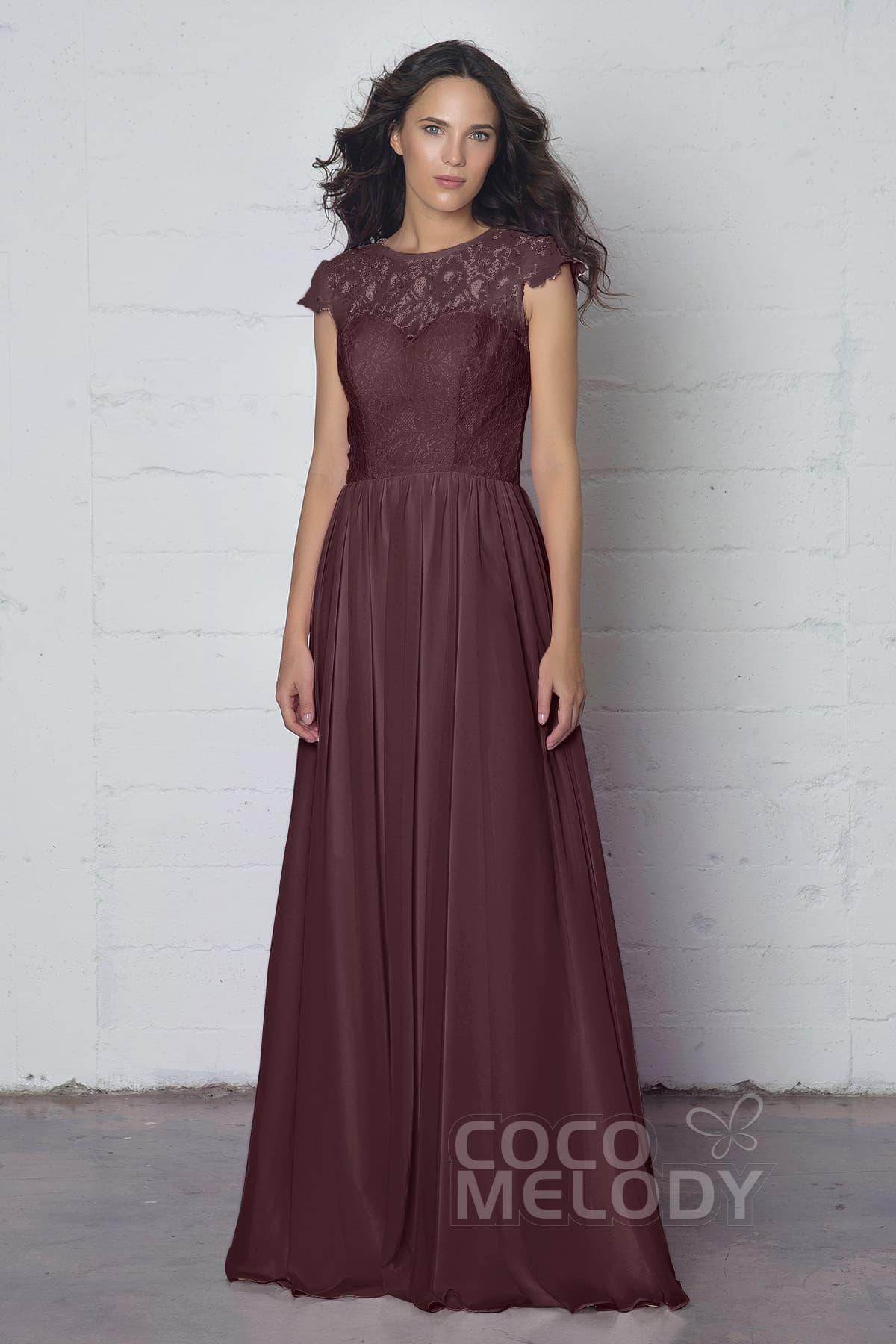Sheath-Column Floor Length Lace and Chiffon Dress LOZF1503E