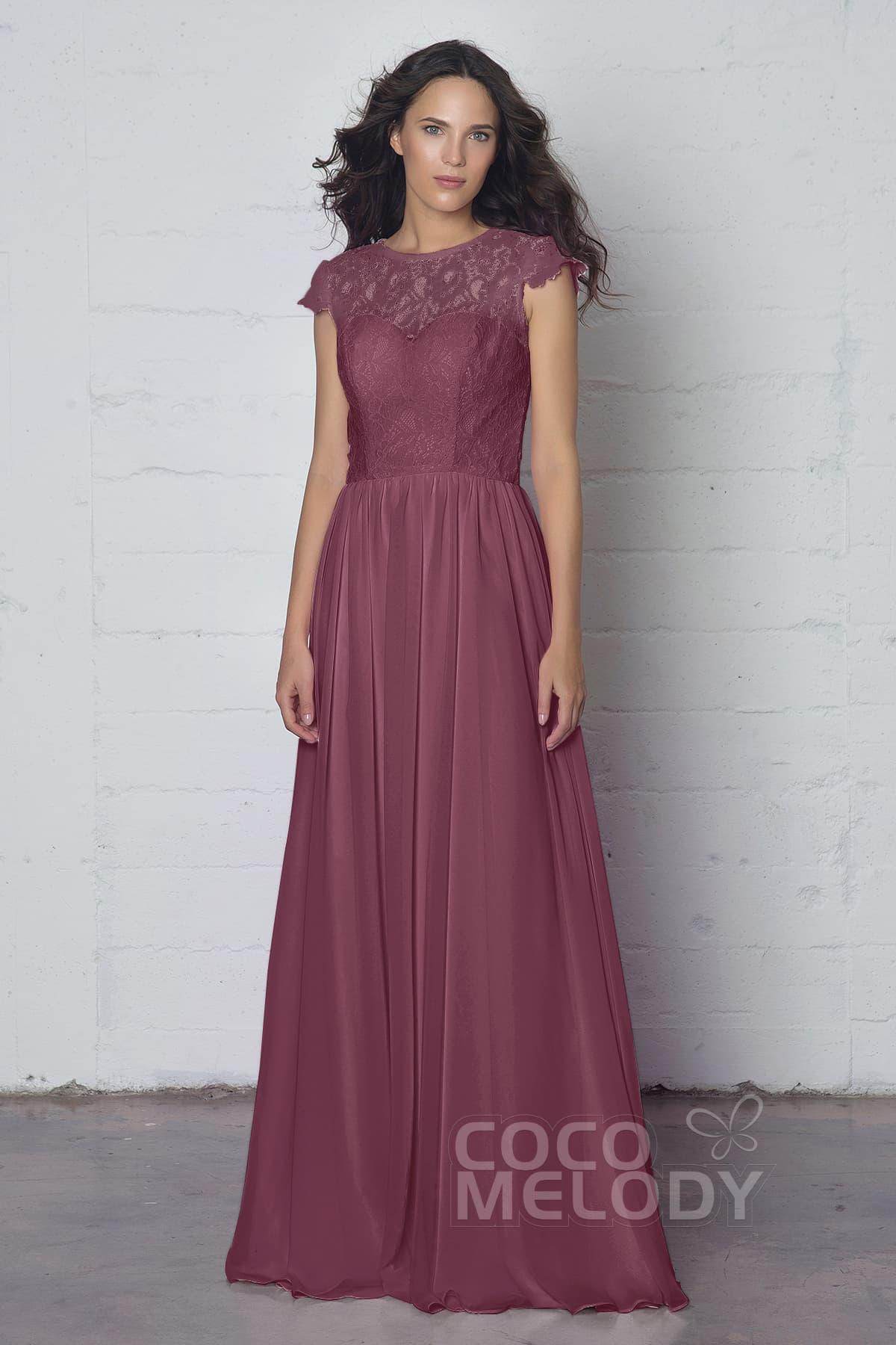 Sheath-Column Floor Length Lace and Chiffon Dress LOZF1503E
