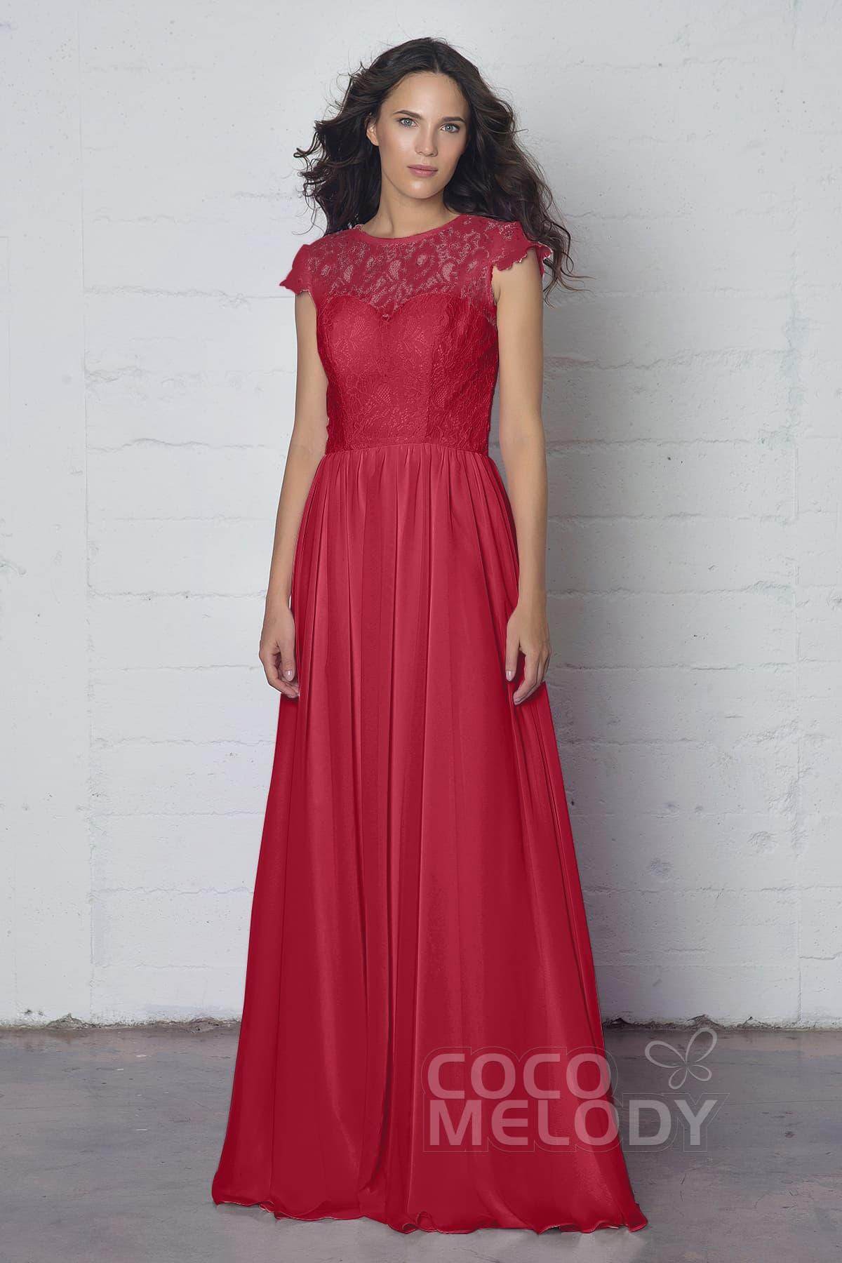 Sheath-Column Floor Length Lace and Chiffon Dress LOZF1503E
