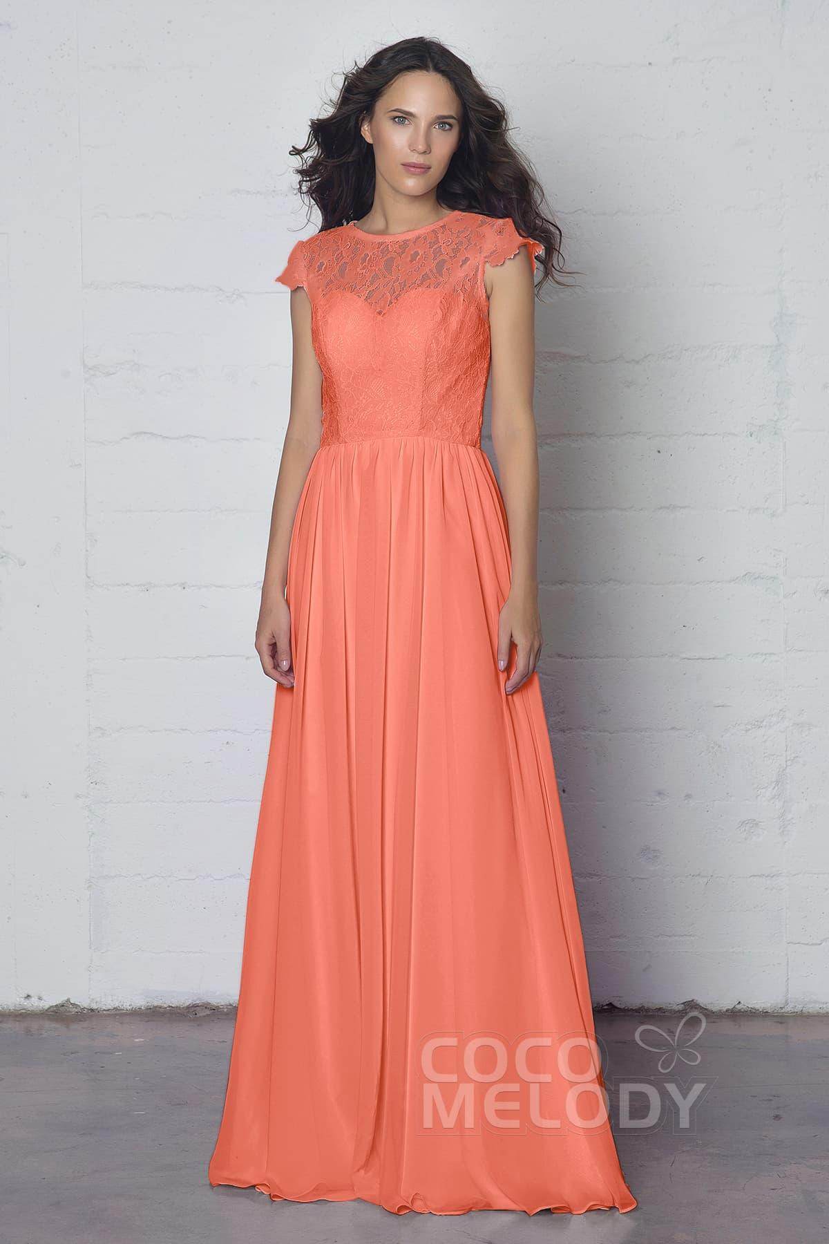 Sheath-Column Floor Length Lace and Chiffon Dress LOZF1503E