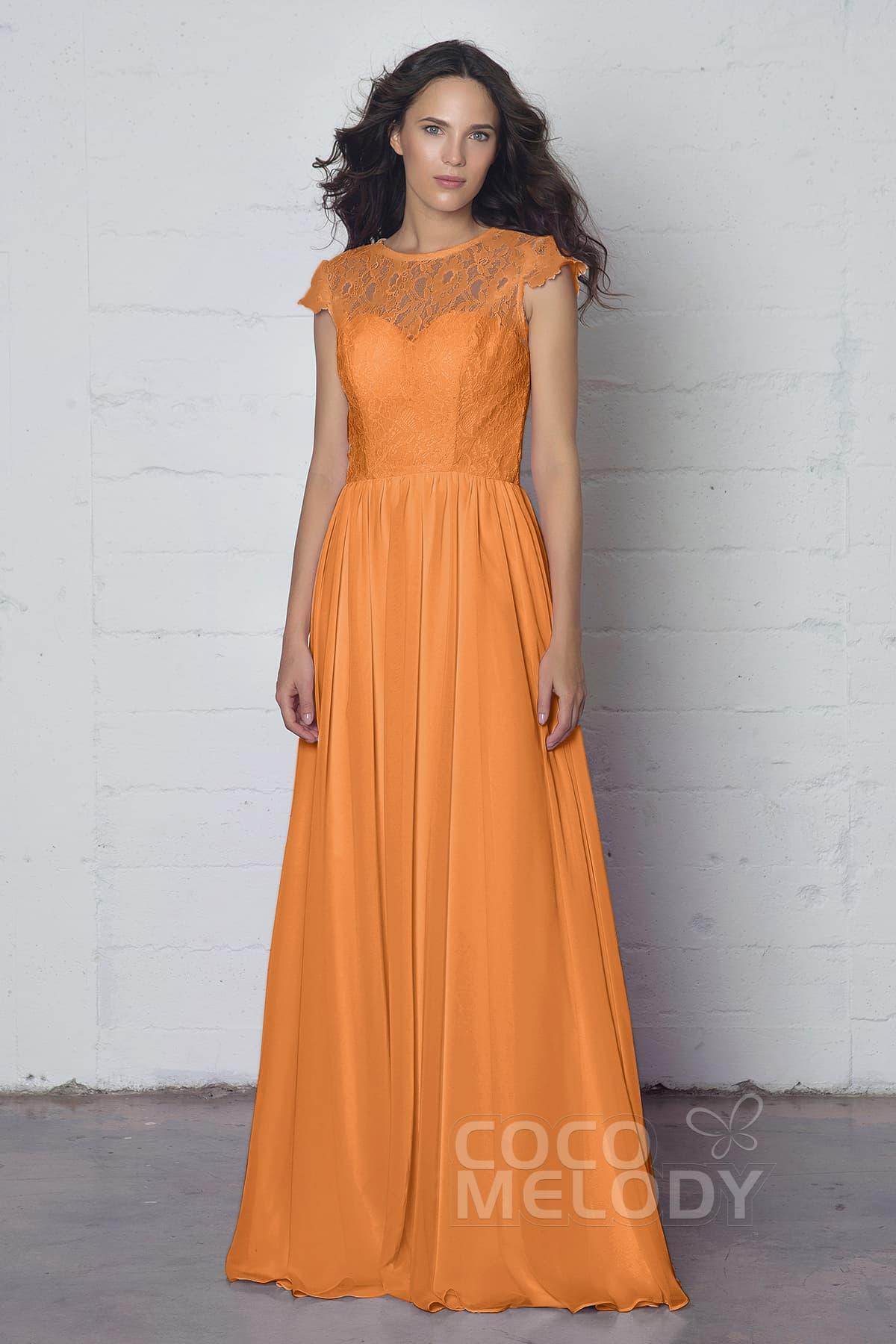 Sheath-Column Floor Length Lace and Chiffon Dress LOZF1503E