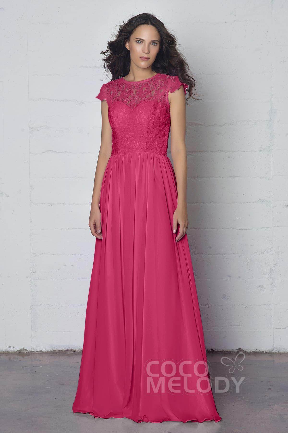 Sheath-Column Floor Length Lace and Chiffon Dress LOZF1503E