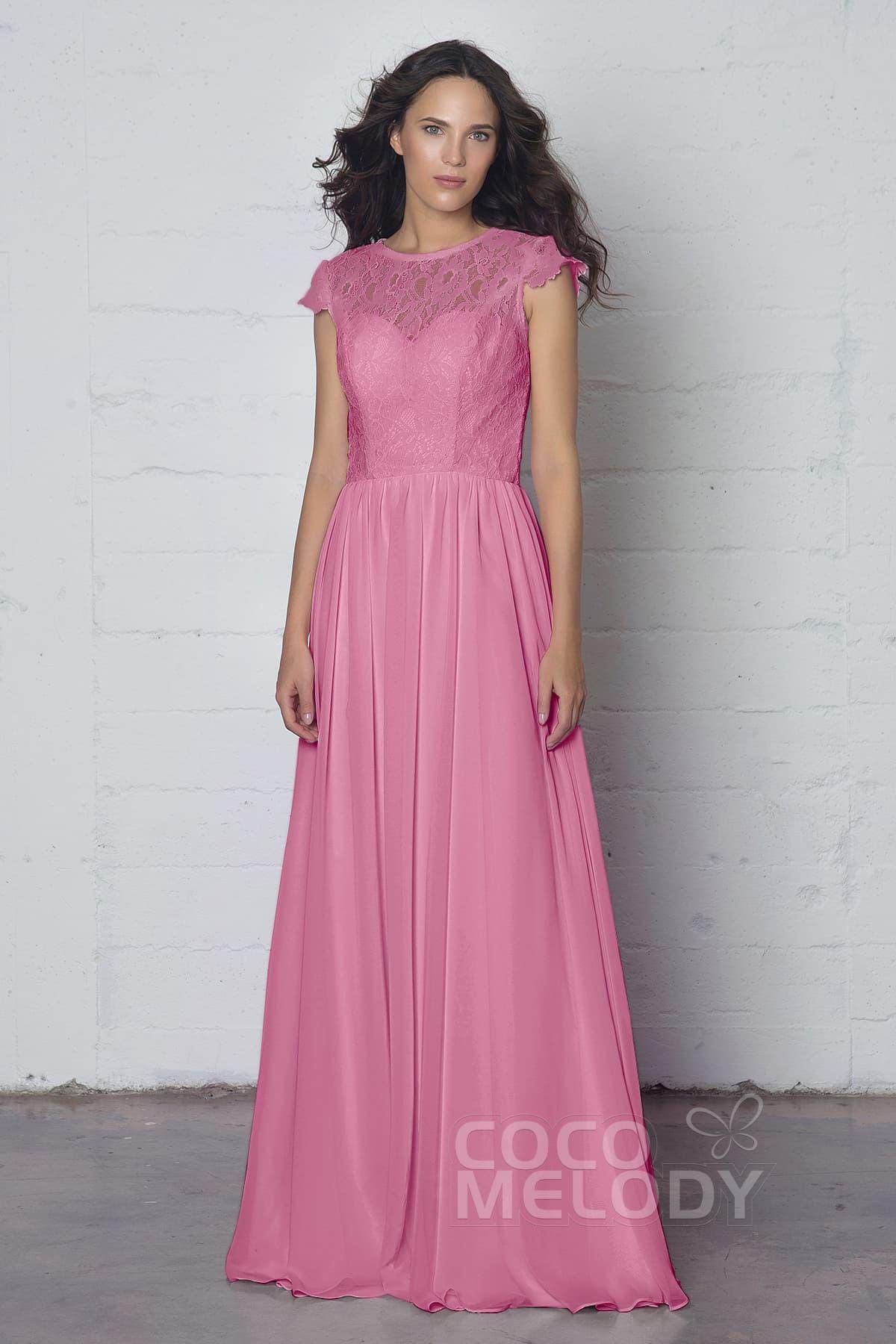 Sheath-Column Floor Length Lace and Chiffon Dress LOZF1503E