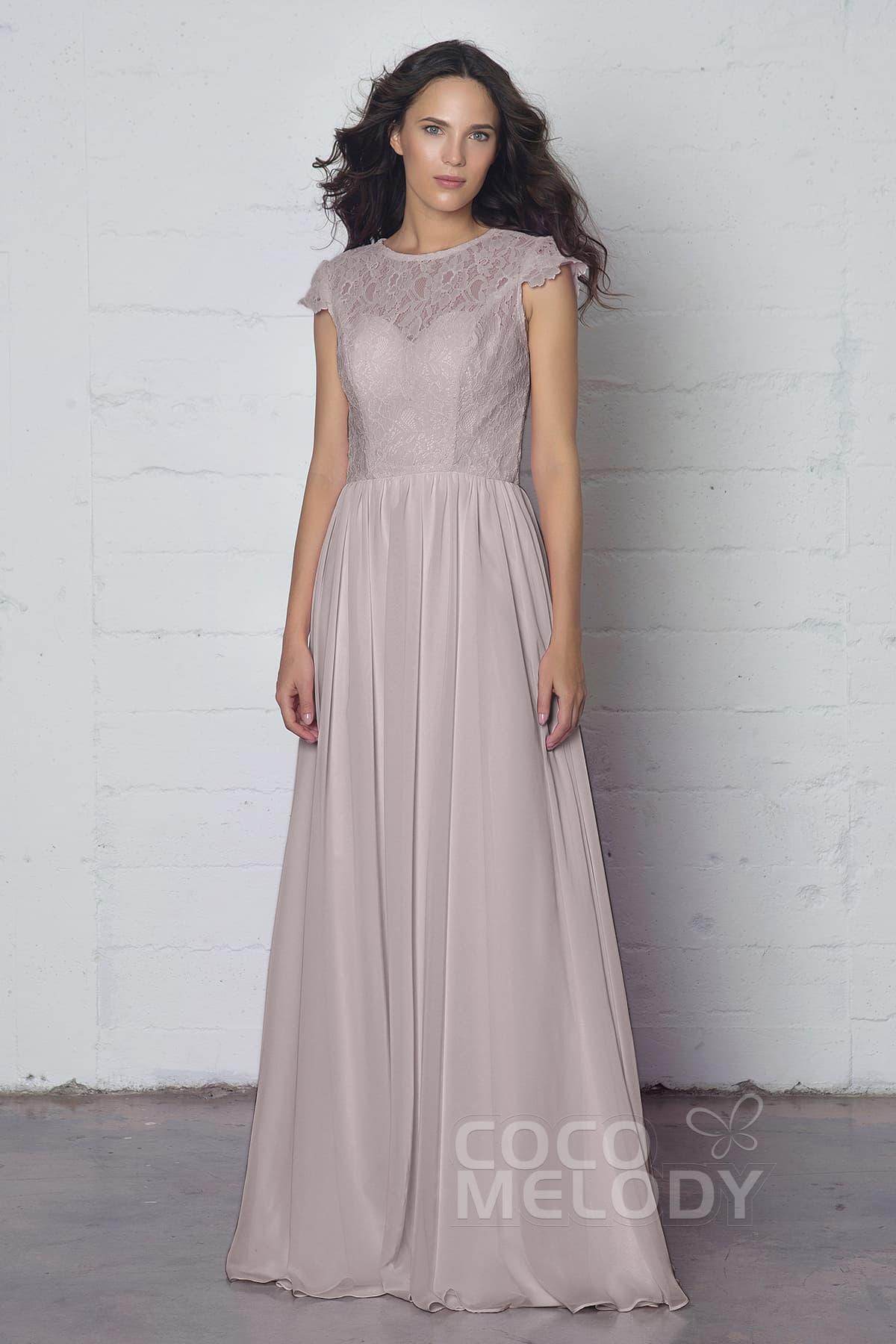 Sheath-Column Floor Length Lace and Chiffon Dress LOZF1503E
