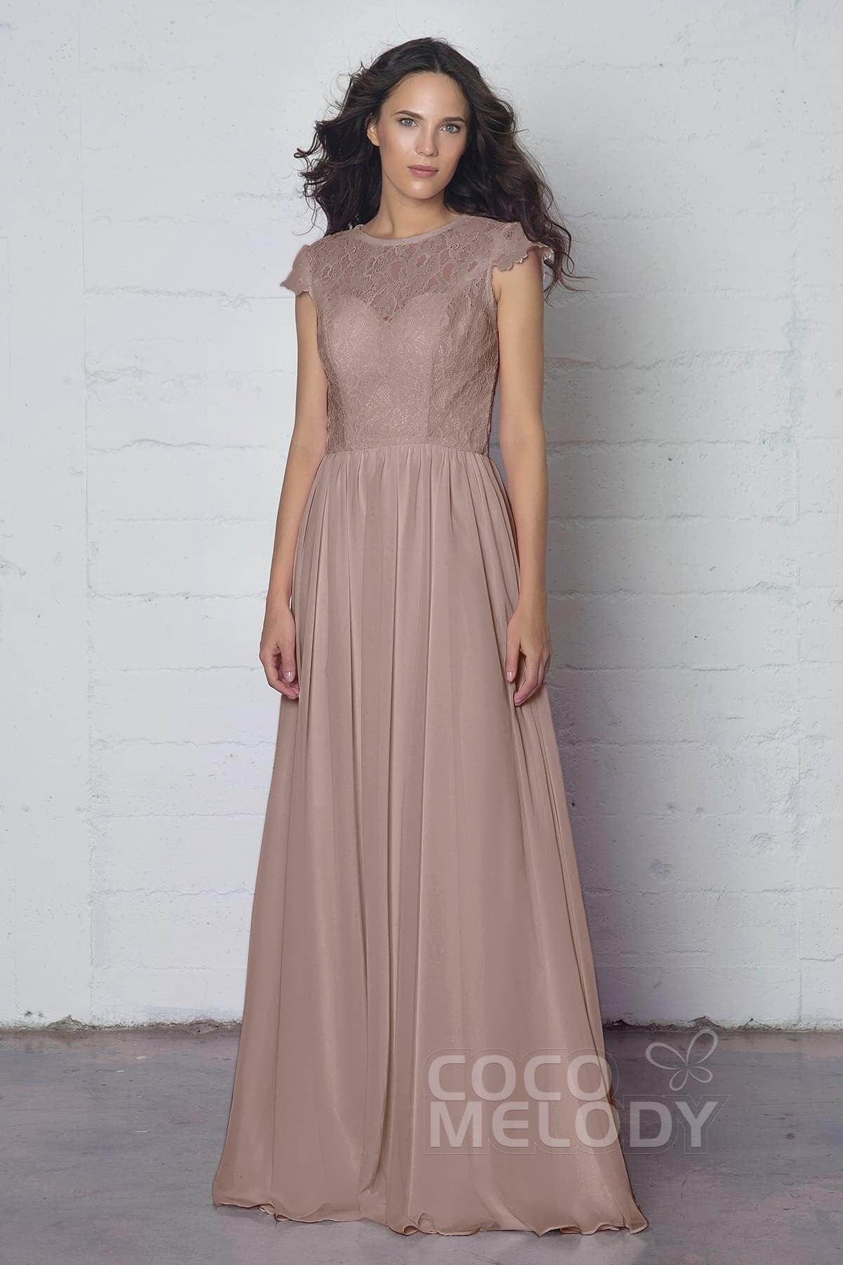 Sheath-Column Floor Length Lace and Chiffon Dress LOZF1503E