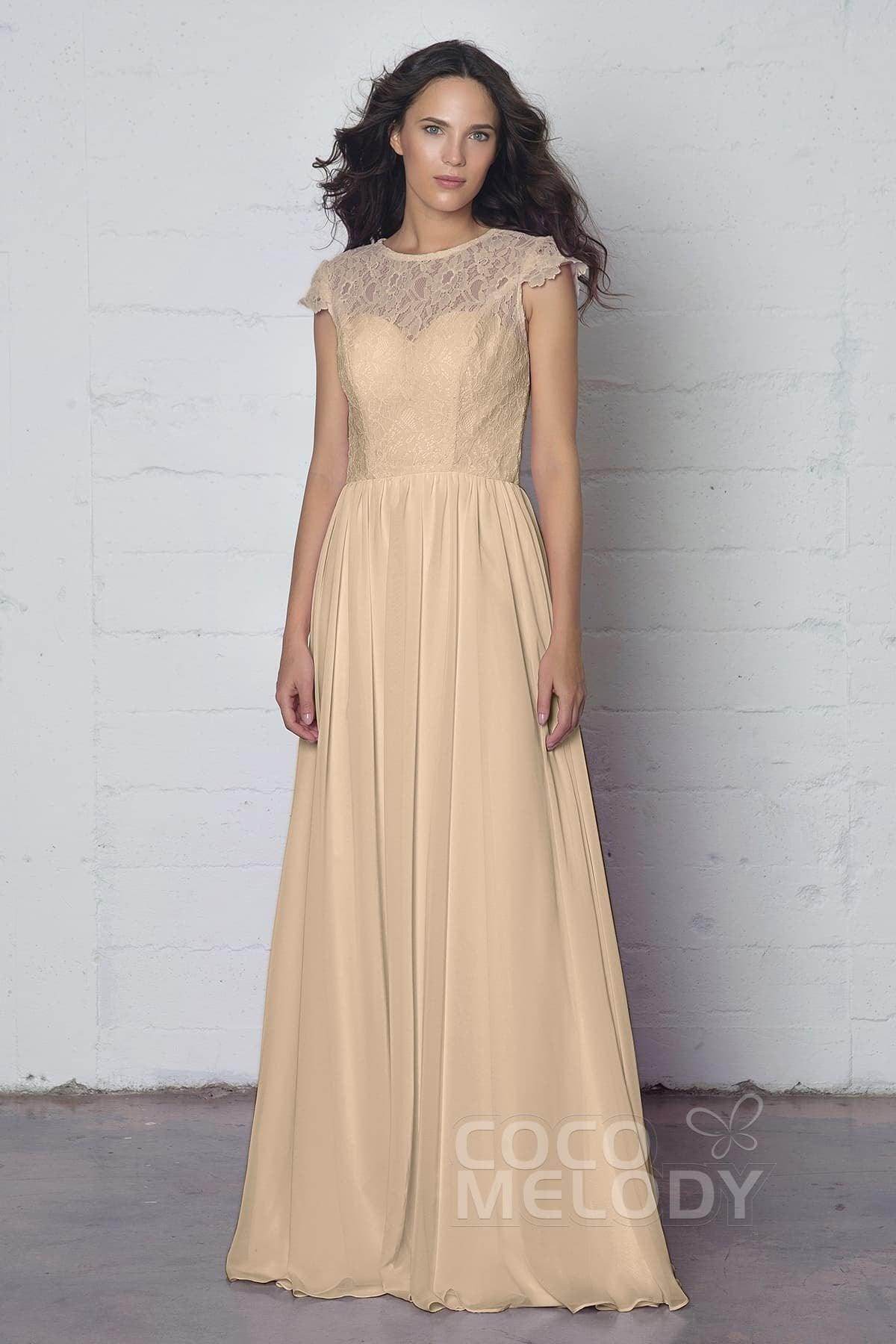 Sheath-Column Floor Length Lace and Chiffon Dress LOZF1503E