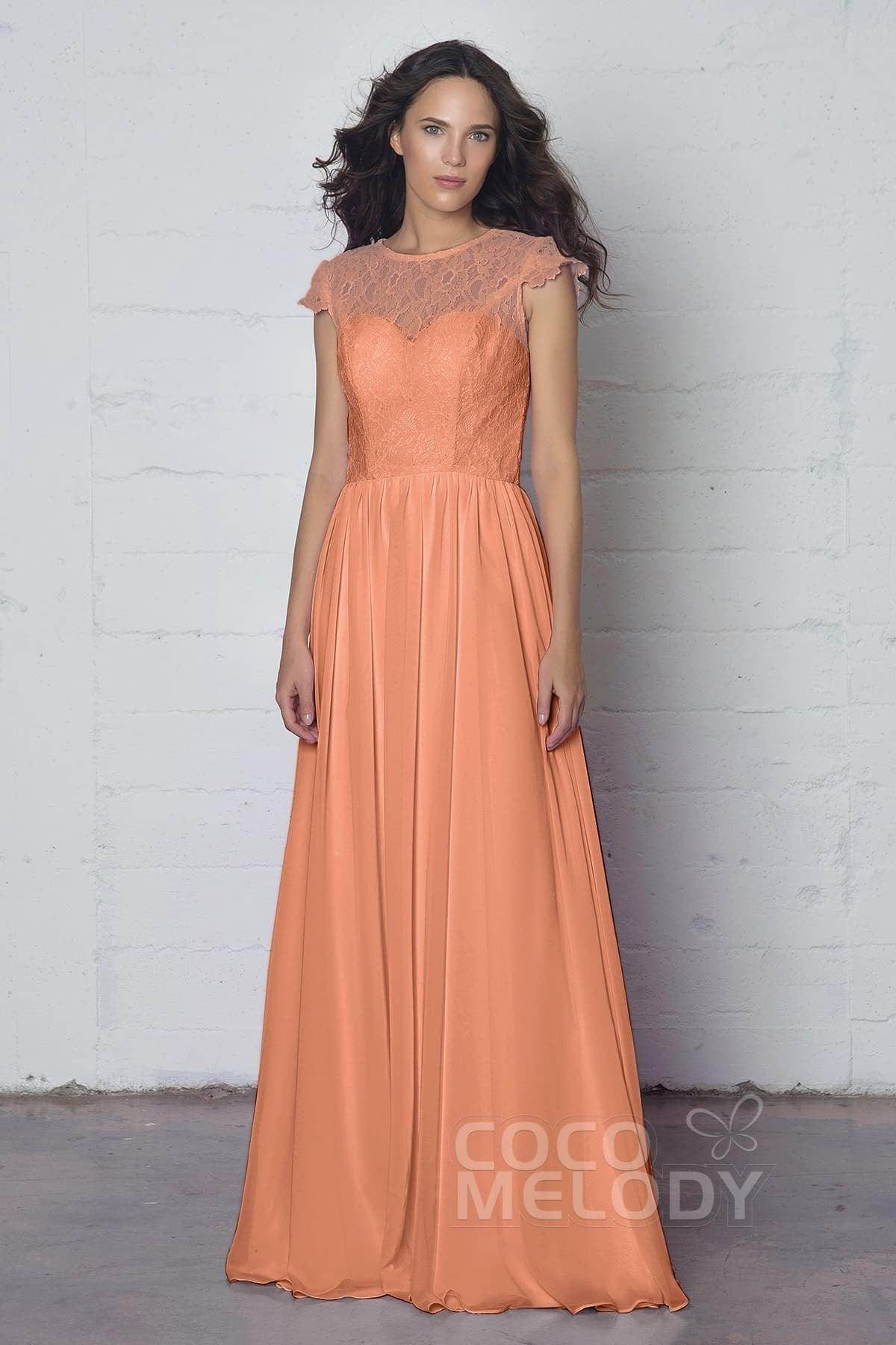 Sheath-Column Floor Length Lace and Chiffon Dress LOZF1503E