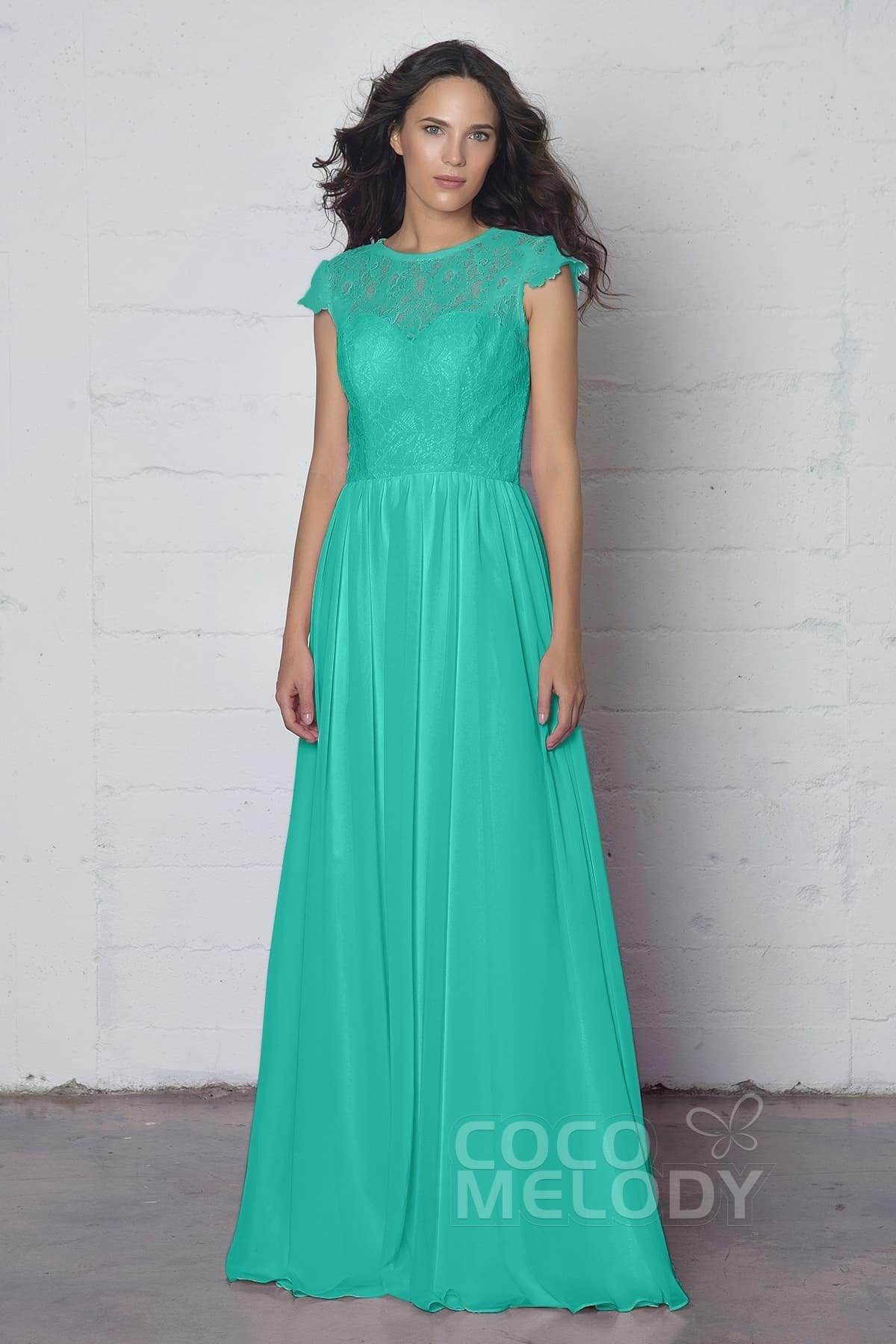Sheath-Column Floor Length Lace and Chiffon Dress LOZF1503E