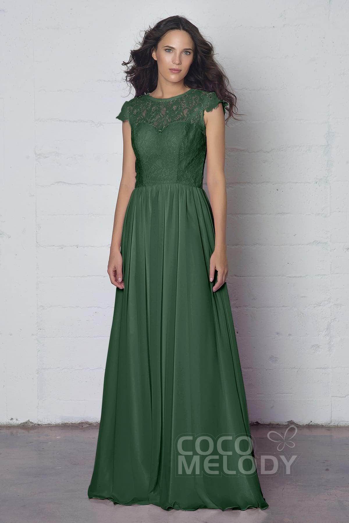 Sheath-Column Floor Length Lace and Chiffon Dress LOZF1503E