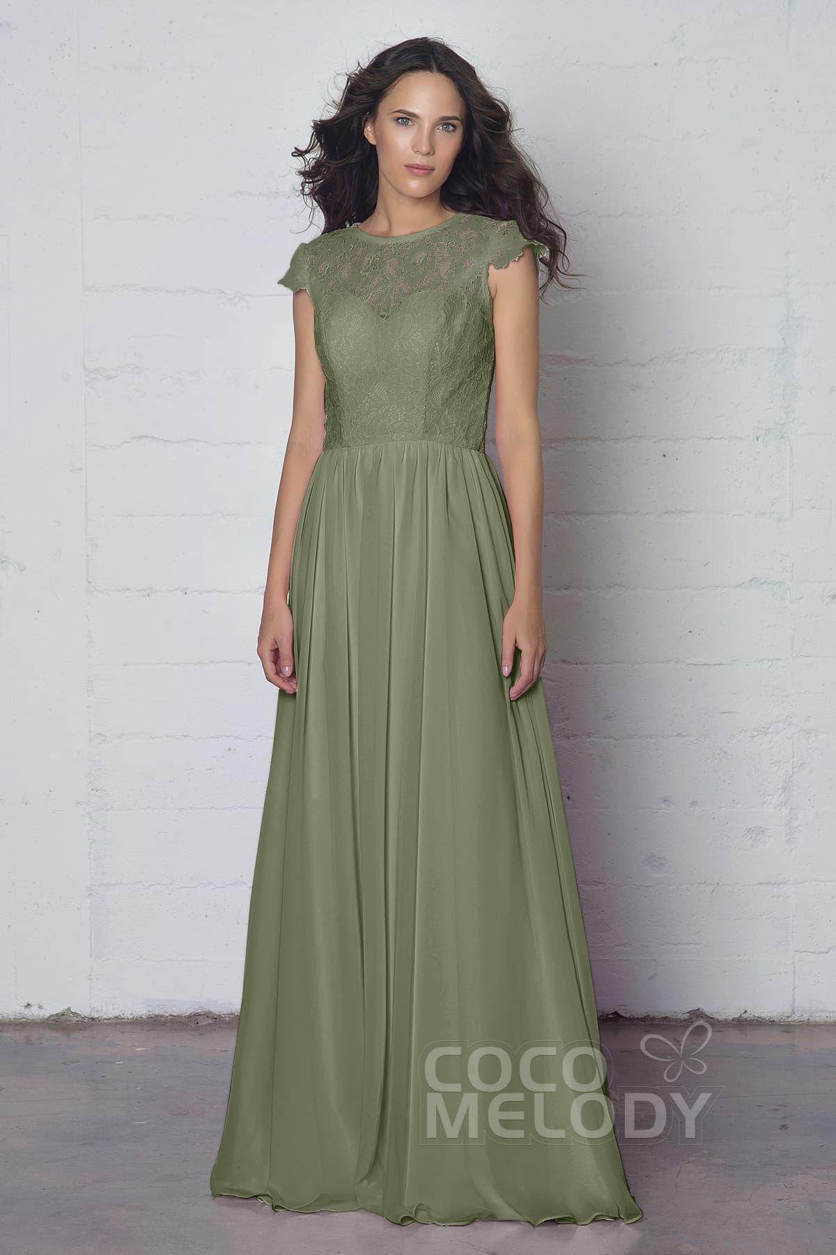 Sheath-Column Floor Length Lace and Chiffon Dress LOZF1503E