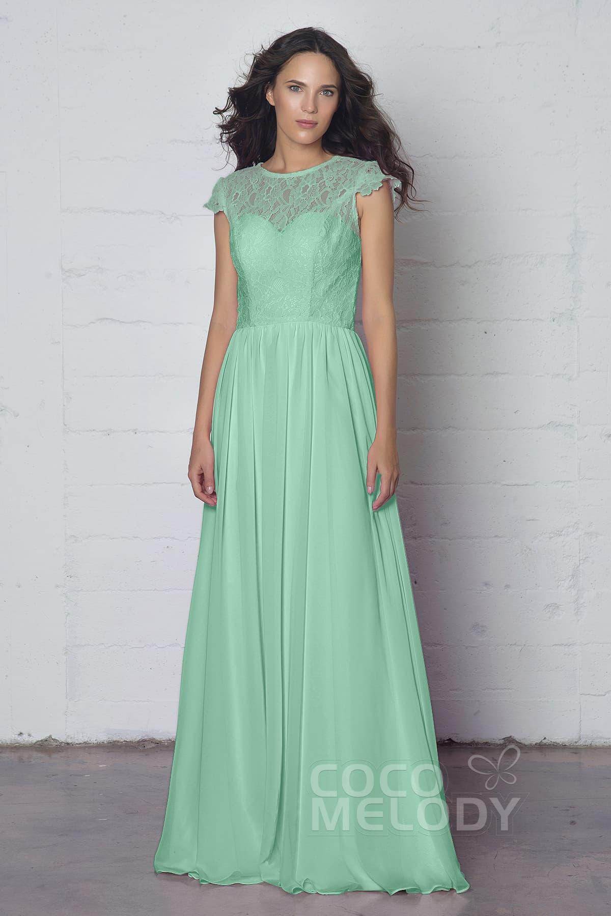 Sheath-Column Floor Length Lace and Chiffon Dress LOZF1503E