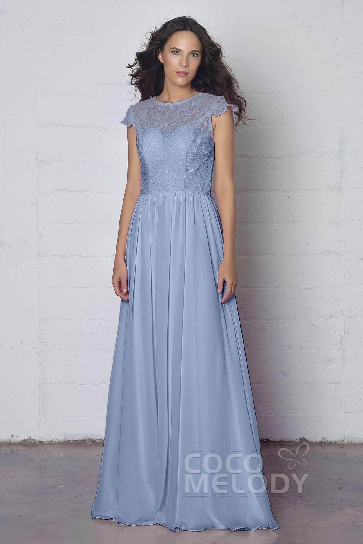 Sheath-Column Floor Length Lace and Chiffon Dress LOZF1503E