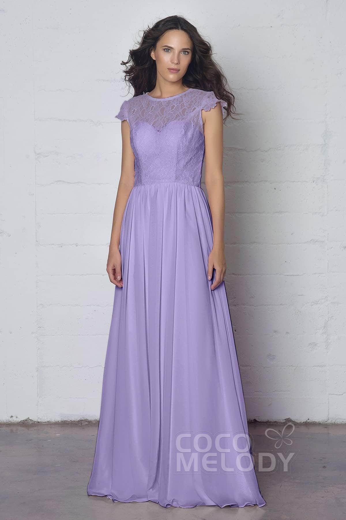 Sheath-Column Floor Length Lace and Chiffon Dress LOZF1503E