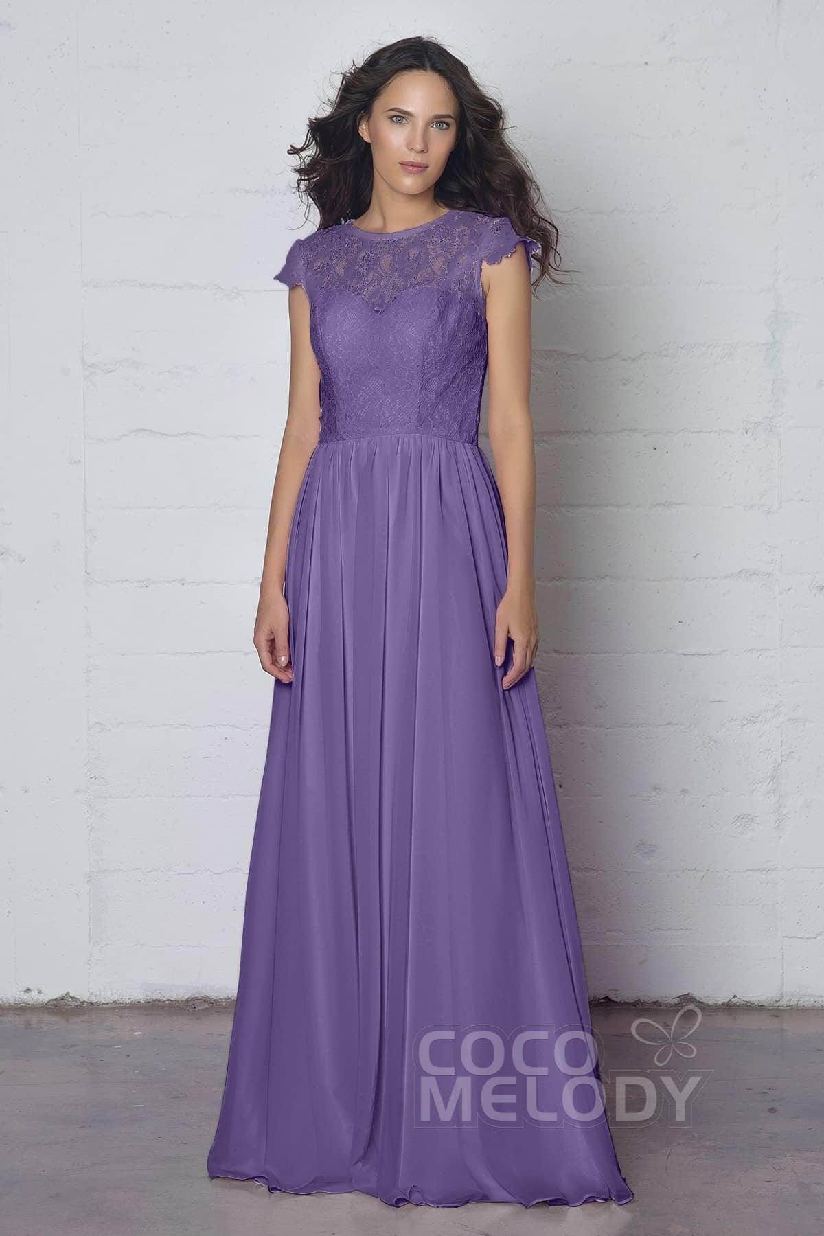 Sheath-Column Floor Length Lace and Chiffon Dress LOZF1503E