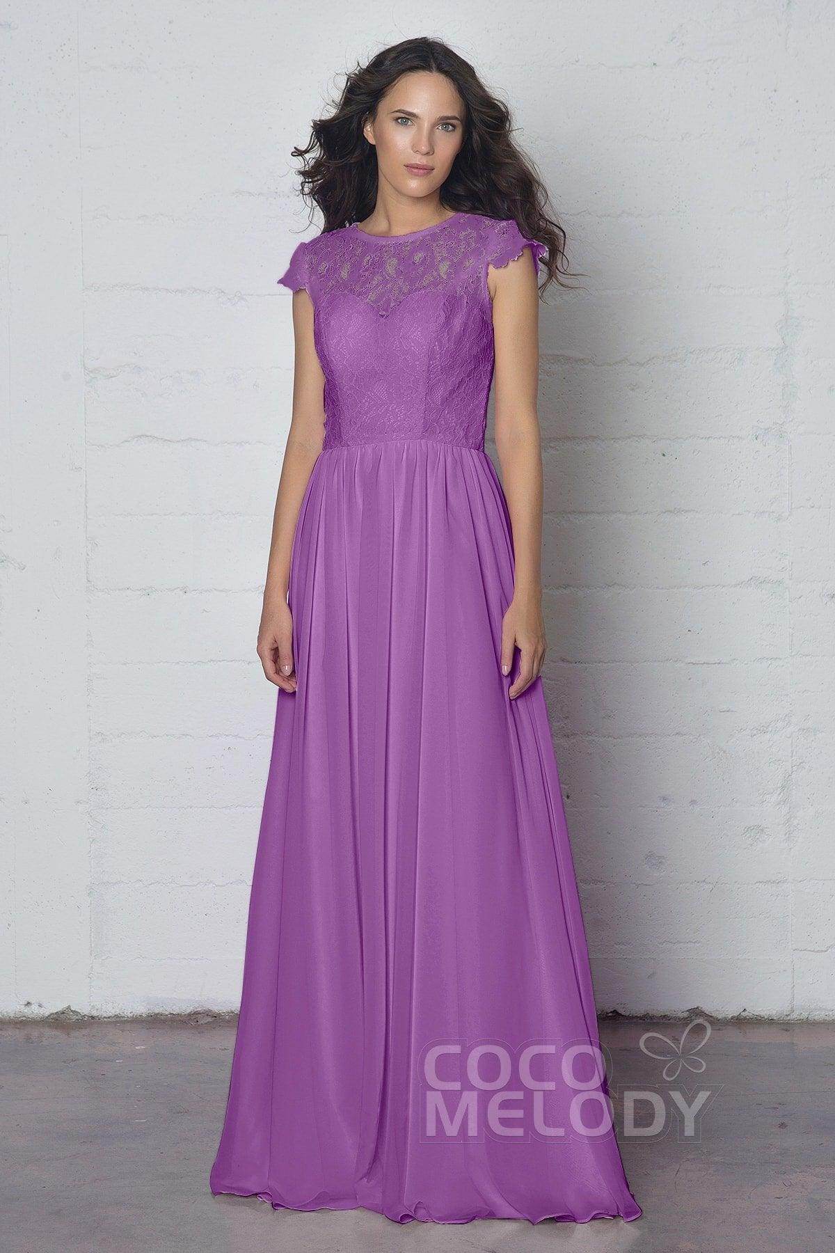 Sheath-Column Floor Length Lace and Chiffon Dress LOZF1503E