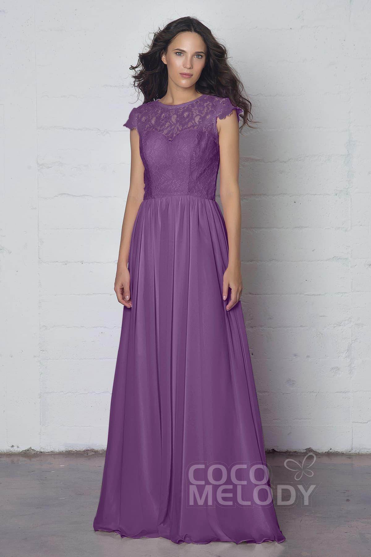 Sheath-Column Floor Length Lace and Chiffon Dress LOZF1503E