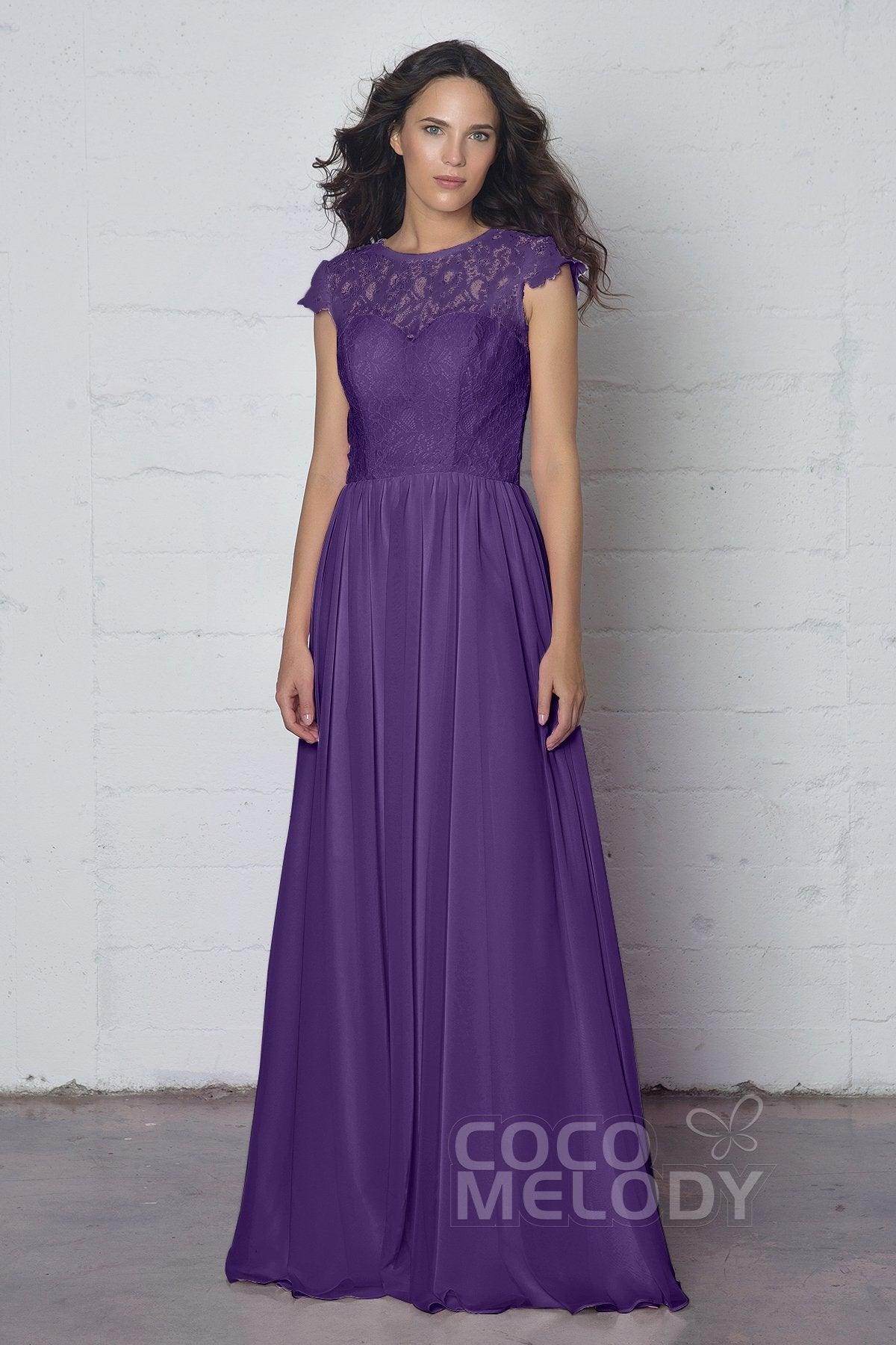 Sheath-Column Floor Length Lace and Chiffon Dress LOZF1503E