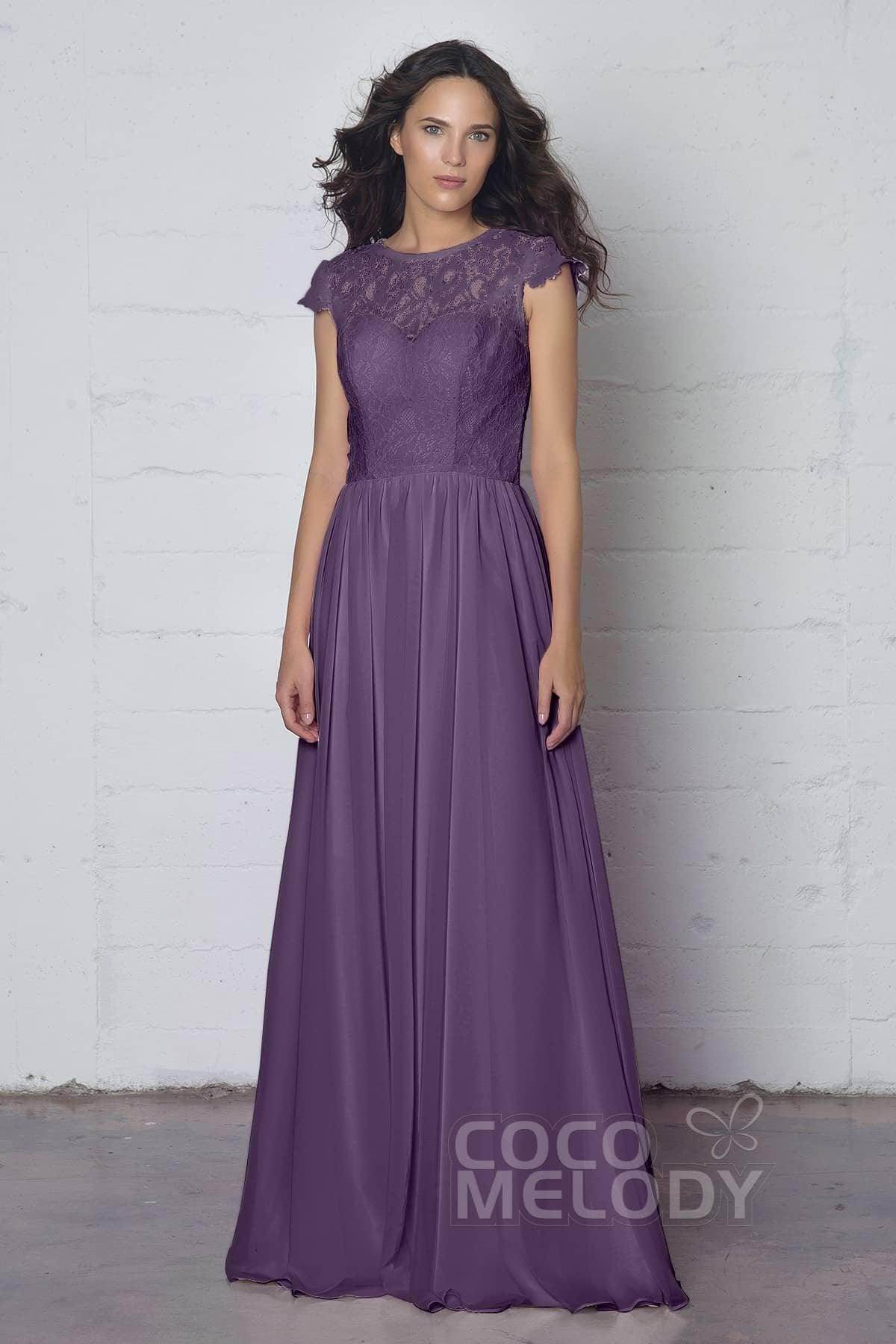 Sheath-Column Floor Length Lace and Chiffon Dress LOZF1503E