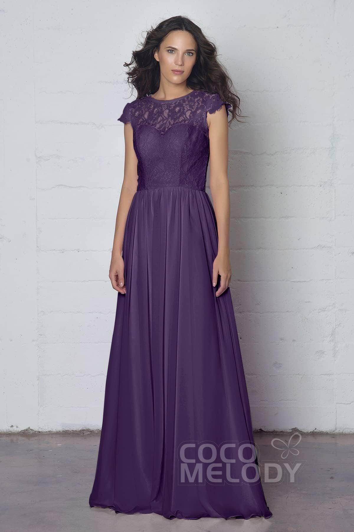 Sheath-Column Floor Length Lace and Chiffon Dress LOZF1503E