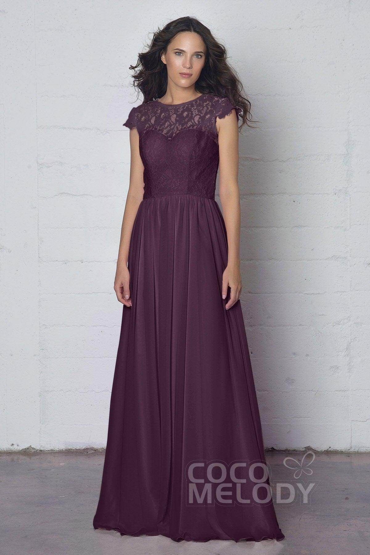 Sheath-Column Floor Length Lace and Chiffon Dress LOZF1503E