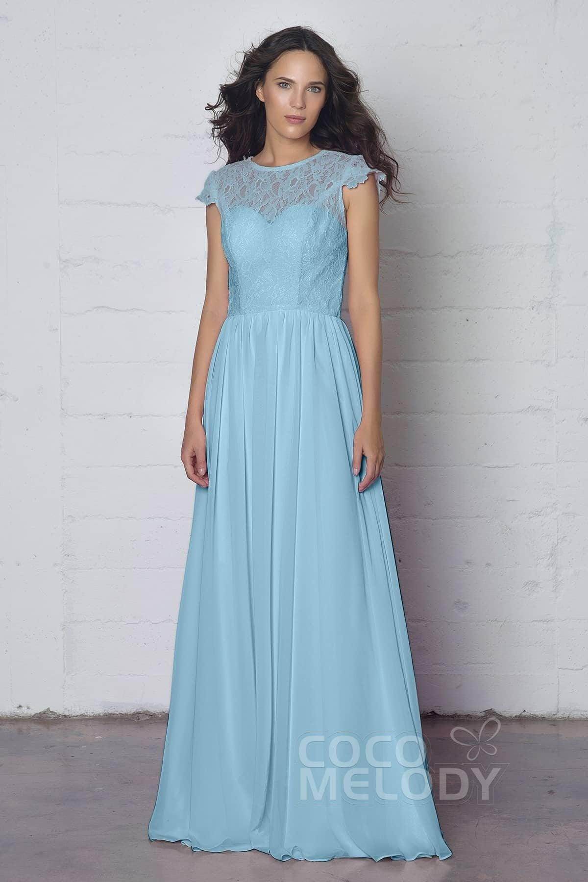 Sheath-Column Floor Length Lace and Chiffon Dress LOZF1503E