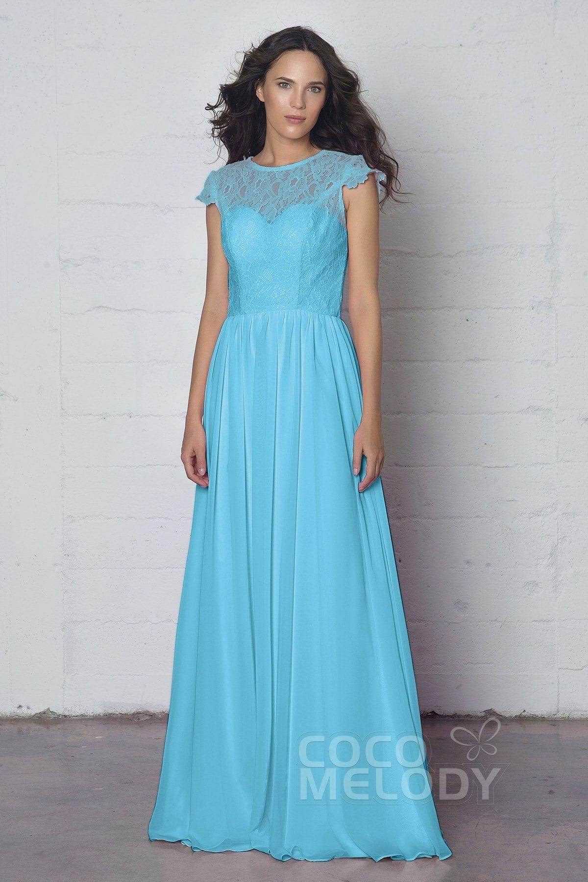 Sheath-Column Floor Length Lace and Chiffon Dress LOZF1503E